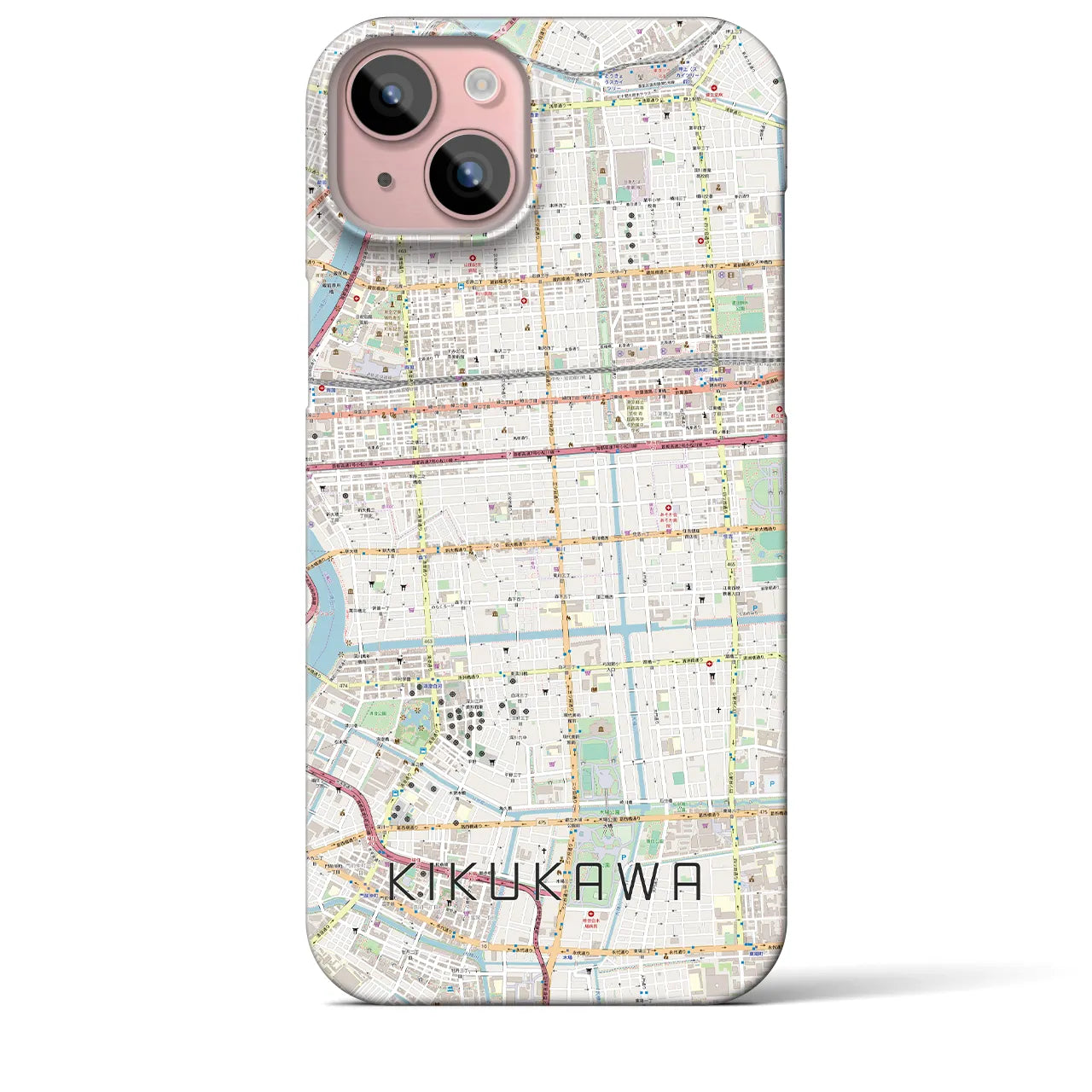 【菊川(東京都)】地図柄iPhoneケース(バックカバータイプ)
