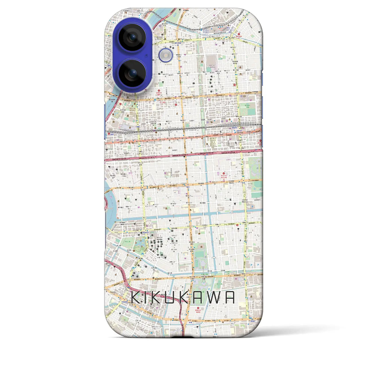 【菊川(東京都)】地図柄iPhoneケース(バックカバータイプ)ナチュラル・iPhone 16 Pro Max 用