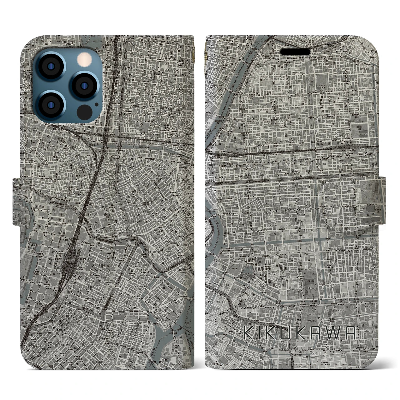 【菊川(東京都)】地図柄iPhoneケース(手帳タイプ)