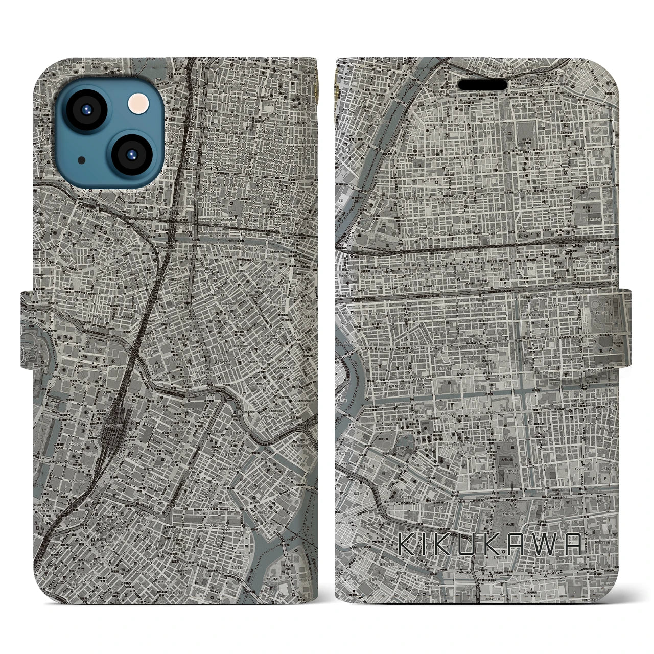 【菊川(東京都)】地図柄iPhoneケース(手帳タイプ)