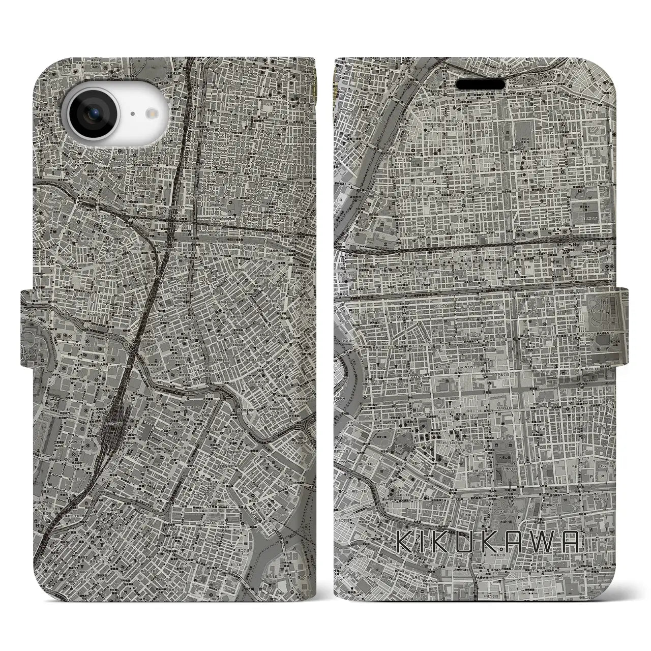 【菊川(東京都)】地図柄iPhoneケース(手帳タイプ)