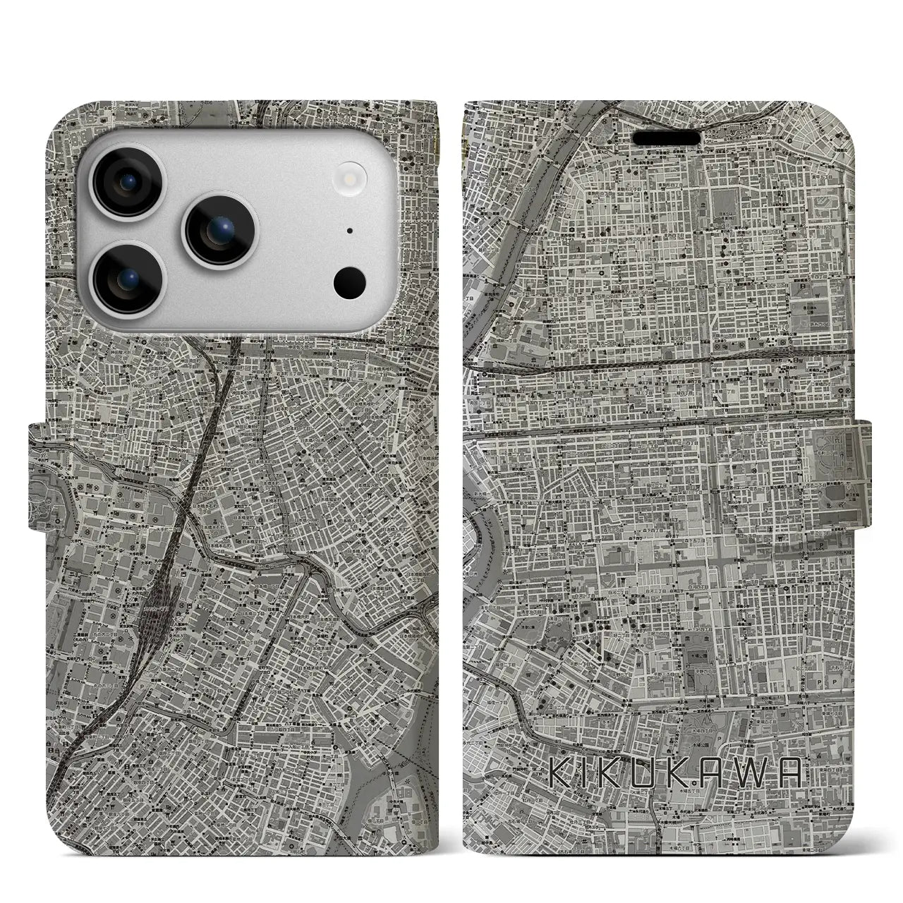 【菊川(東京都)】地図柄iPhoneケース(手帳タイプ)