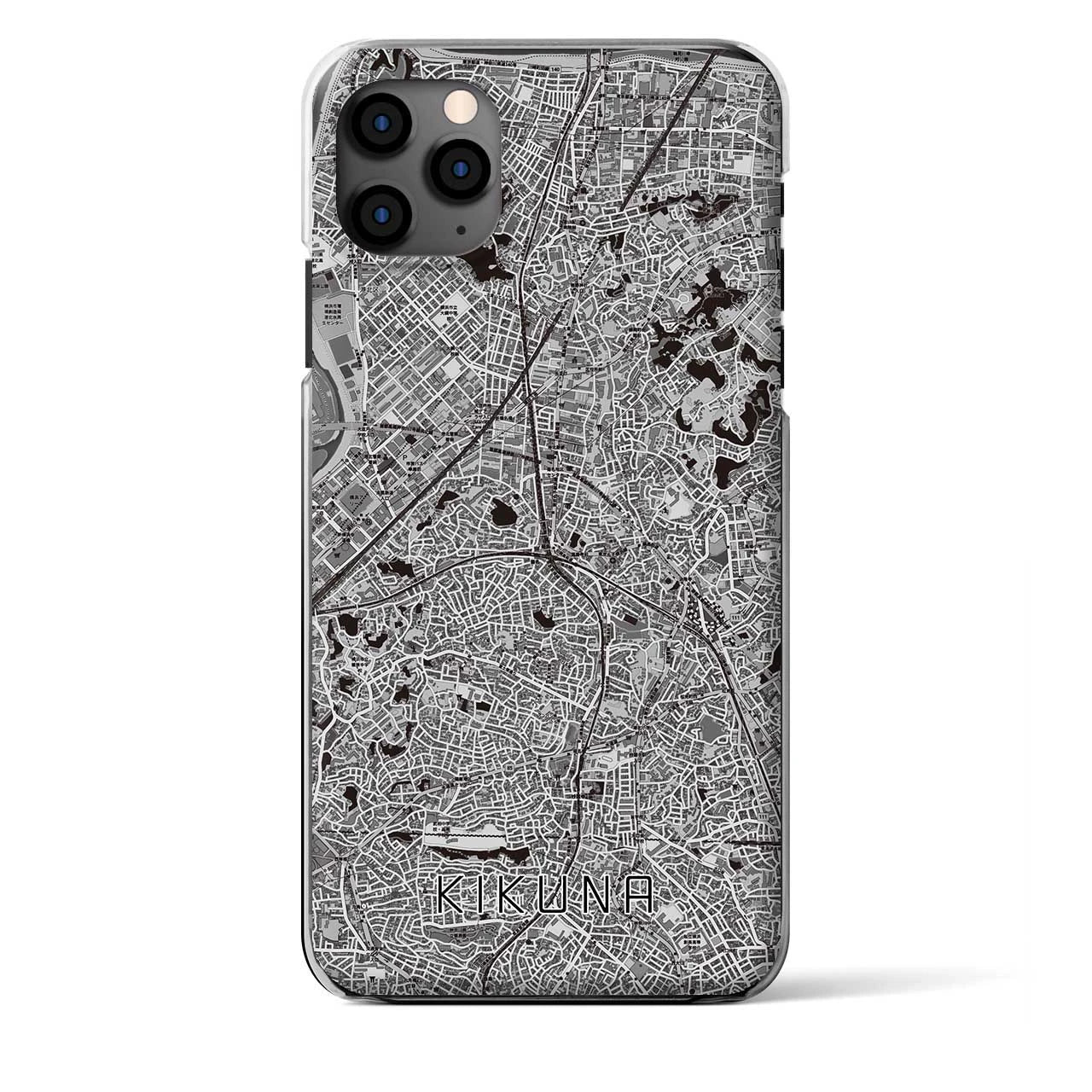 【菊名(神奈川県)】地図柄iPhoneケース(クリアタイプ)モノトーン・iPhone 11 Pro Max 用