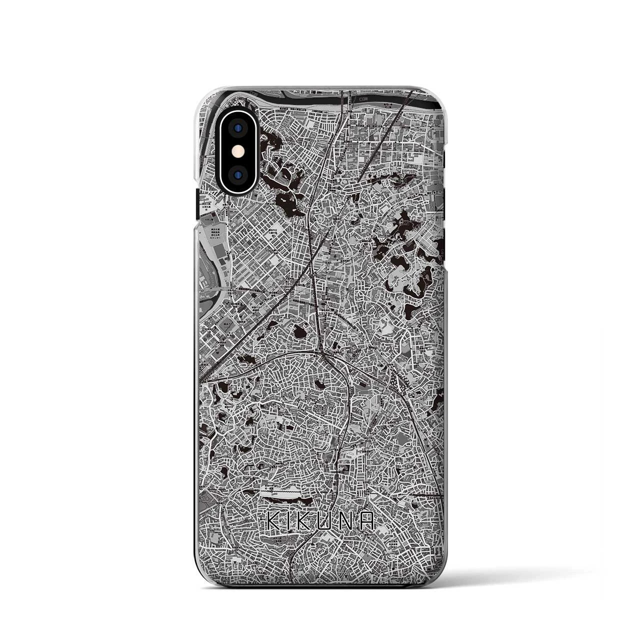 【菊名(神奈川県)】地図柄iPhoneケース(クリアタイプ)モノトーン・iPhone XS / X 用