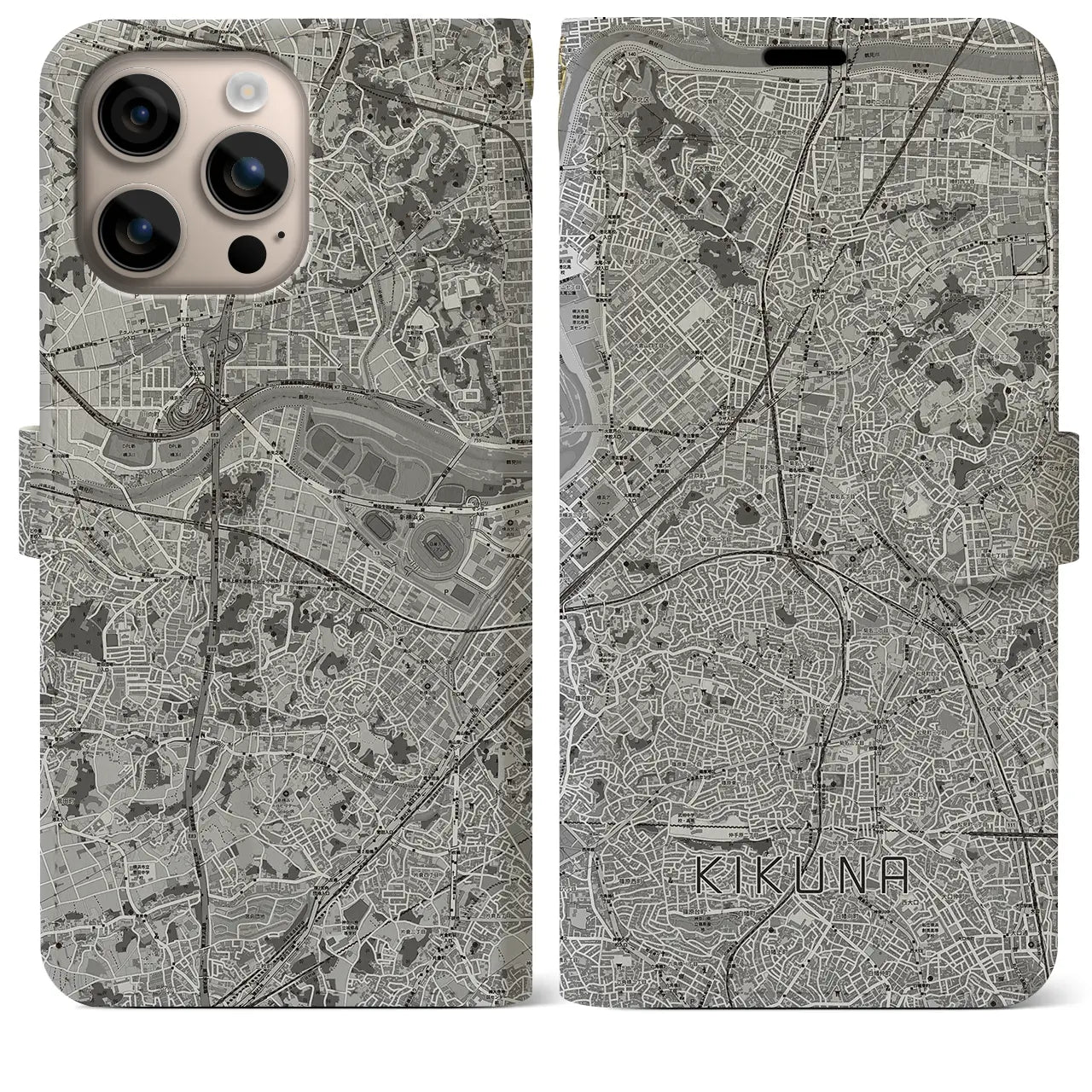 【菊名(神奈川県)】地図柄iPhoneケース(手帳タイプ)