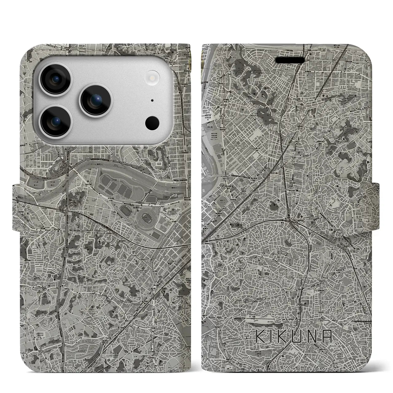 【菊名(神奈川県)】地図柄iPhoneケース(手帳タイプ)