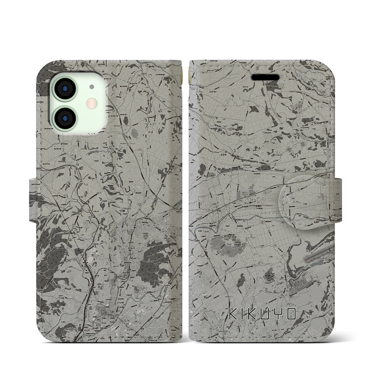 【菊陽(熊本県)】地図柄iPhoneケース(手帳タイプ)