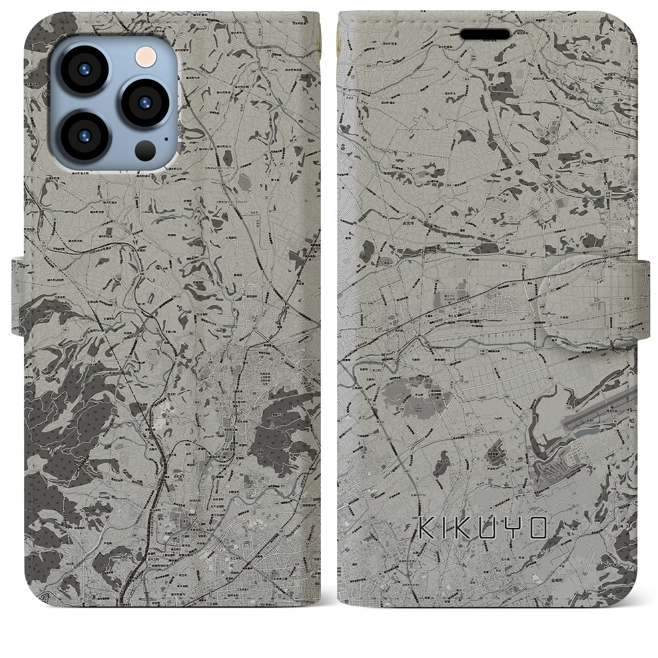 【菊陽(熊本県)】地図柄iPhoneケース(手帳タイプ)