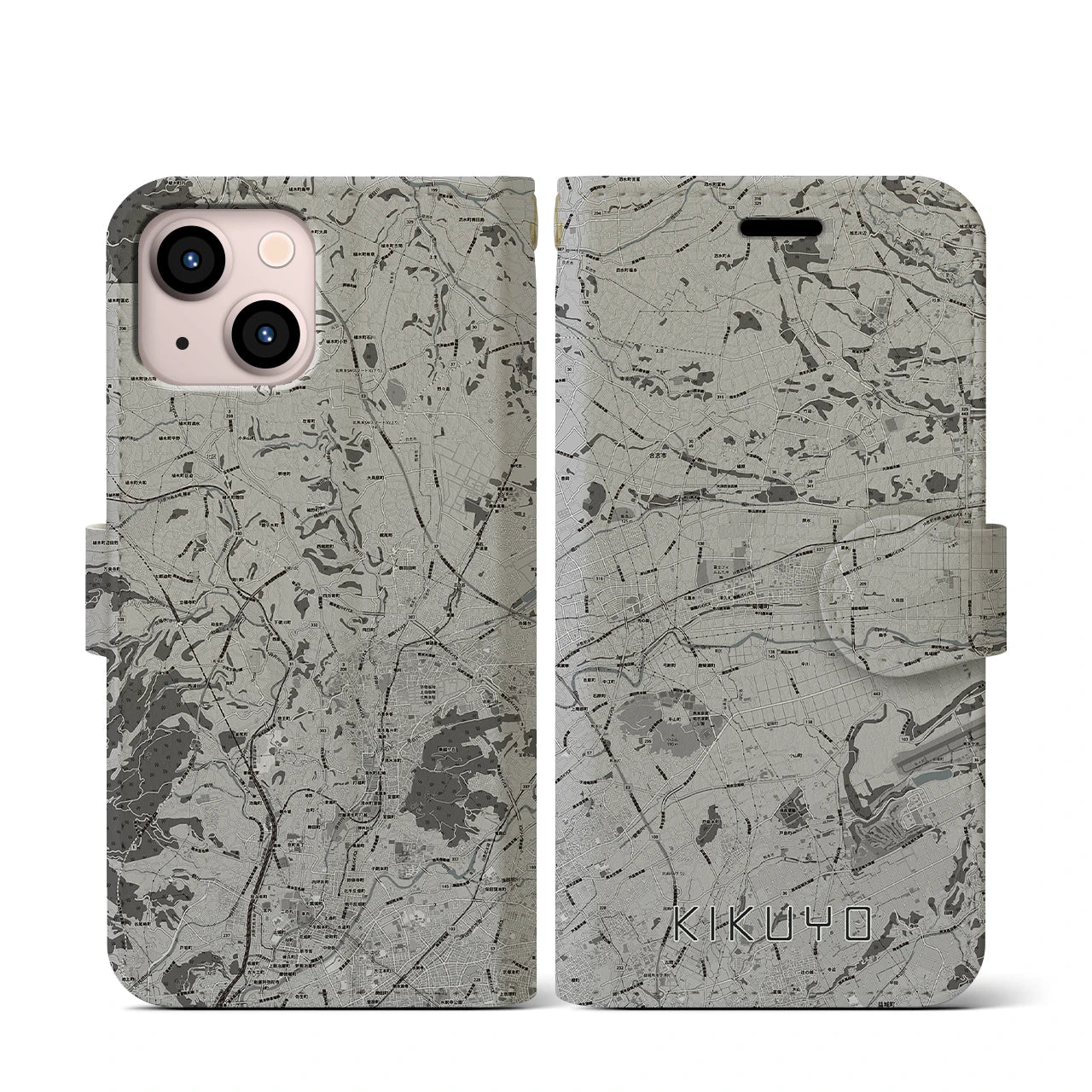 【菊陽(熊本県)】地図柄iPhoneケース(手帳タイプ)