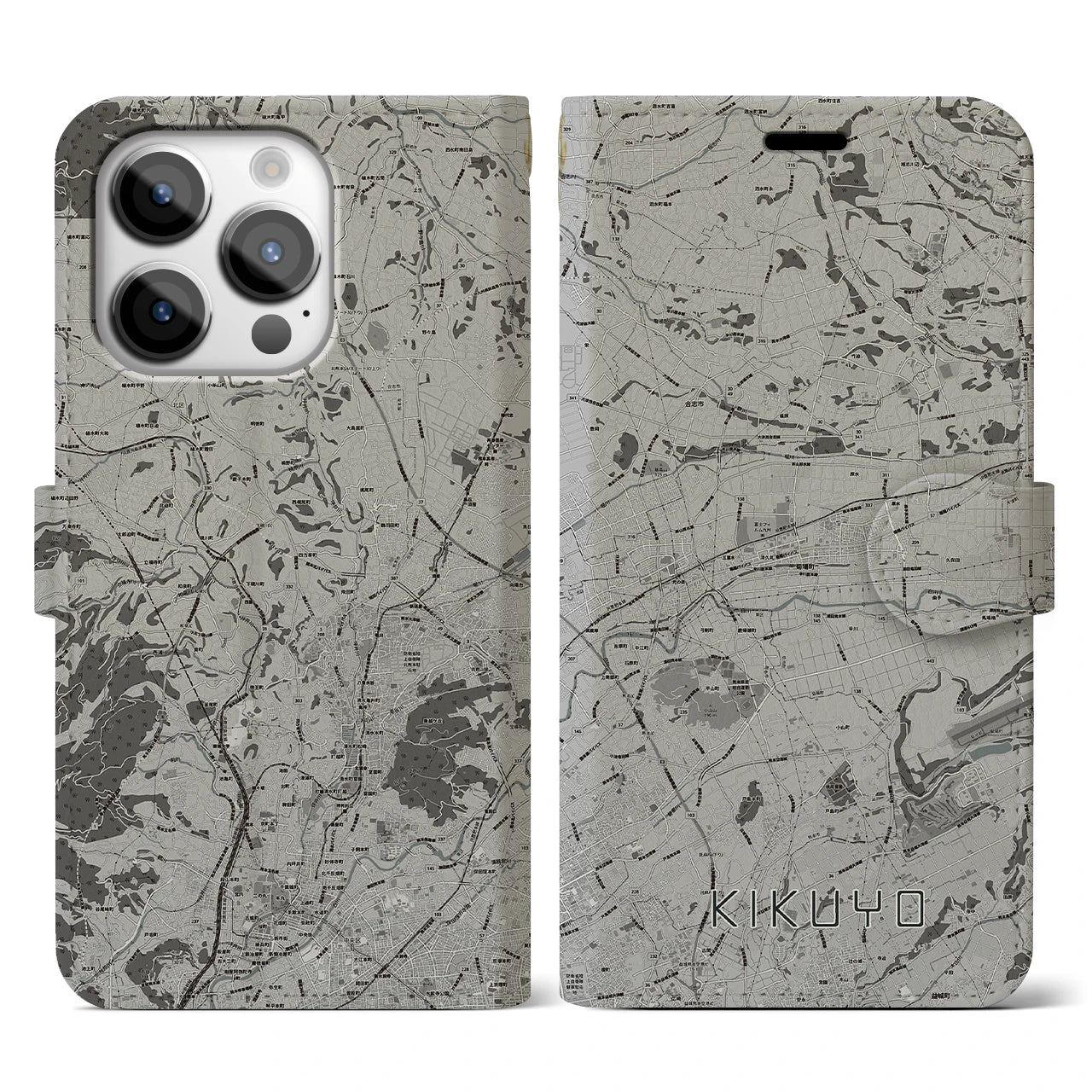 【菊陽(熊本県)】地図柄iPhoneケース(手帳タイプ)