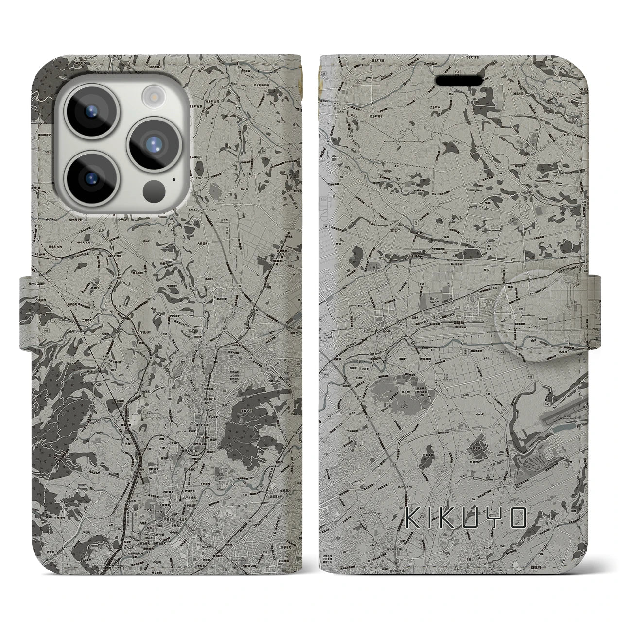 【菊陽(熊本県)】地図柄iPhoneケース(手帳タイプ)