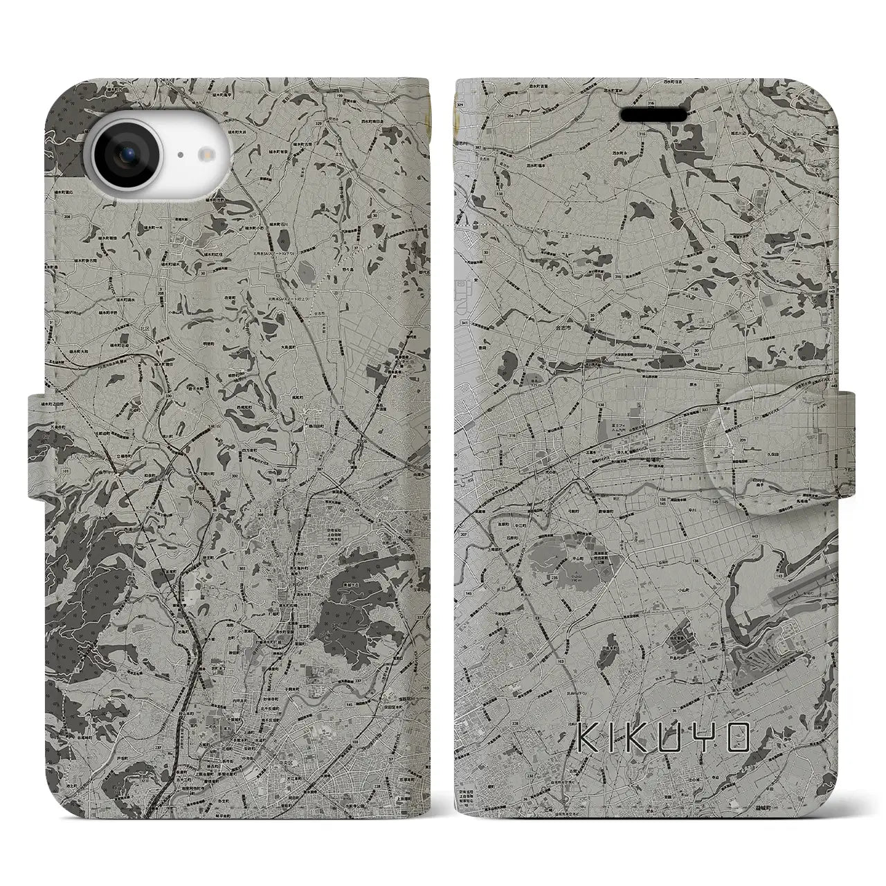 【菊陽(熊本県)】地図柄iPhoneケース(手帳タイプ)