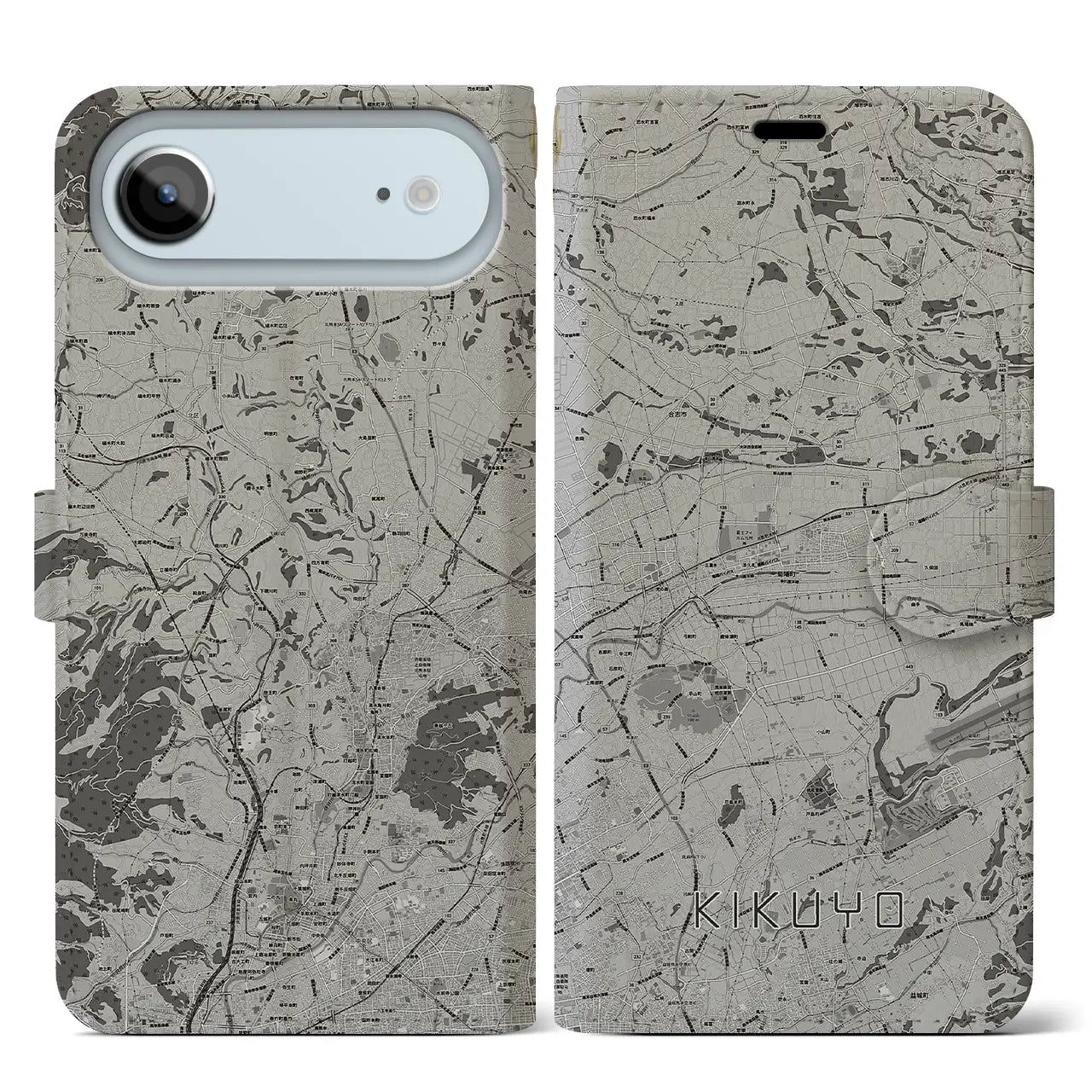 【菊陽(熊本県)】地図柄iPhoneケース(手帳タイプ)