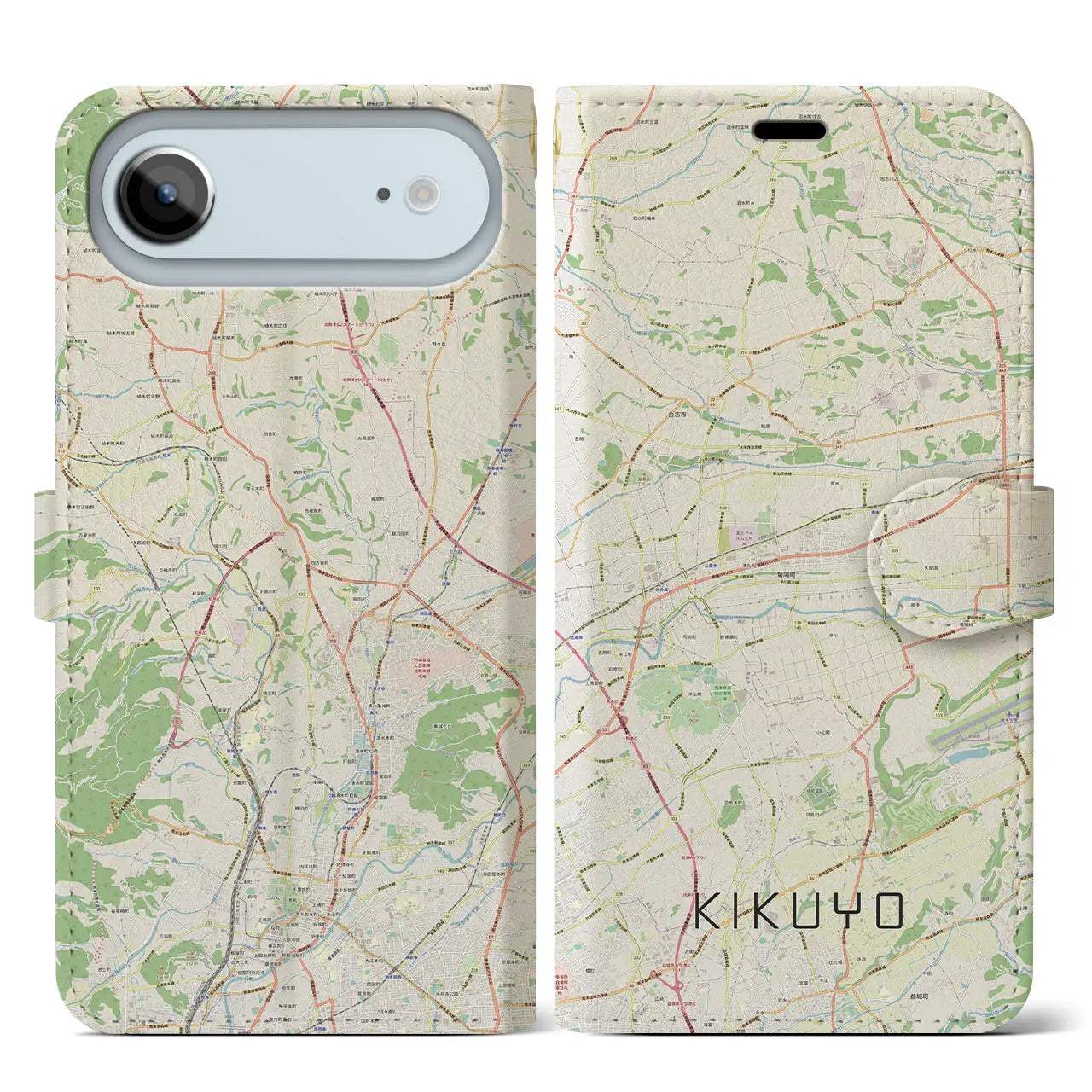 【菊陽(熊本県)】地図柄iPhoneケース(手帳タイプ)