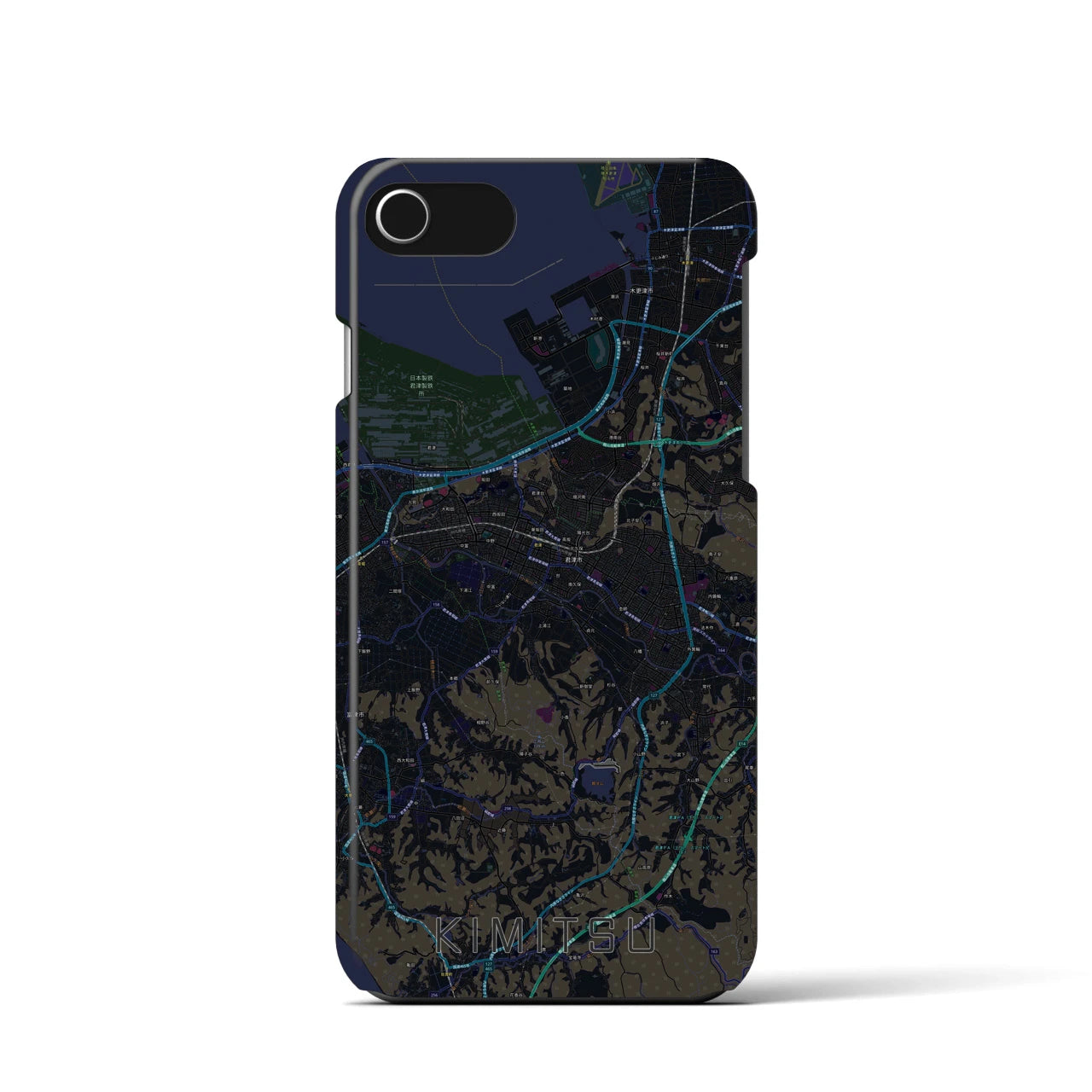 【君津(千葉県)】地図柄iPhoneケース(バックカバータイプ)