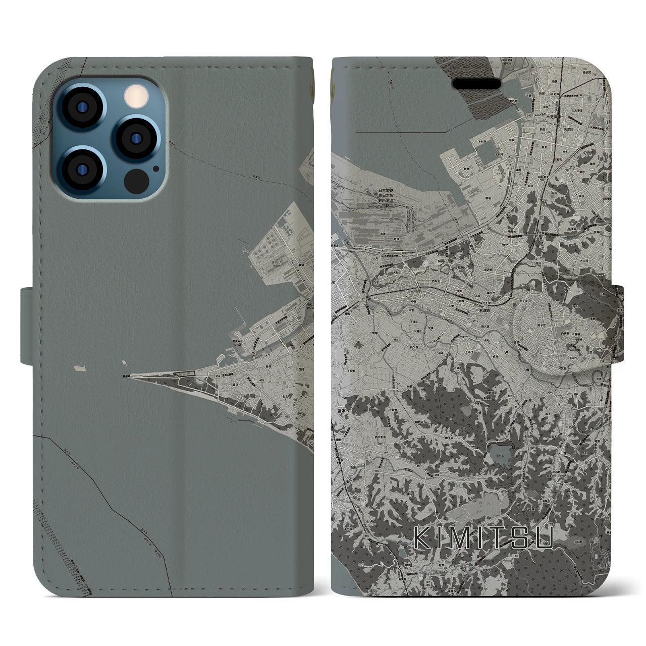 【君津(千葉県)】地図柄iPhoneケース(手帳タイプ)