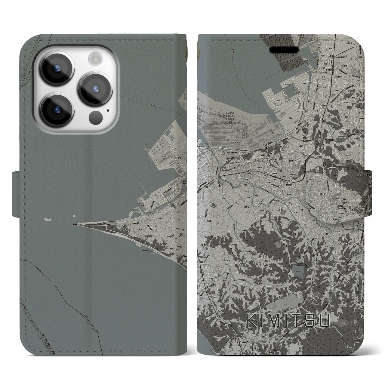 【君津(千葉県)】地図柄iPhoneケース(手帳タイプ)