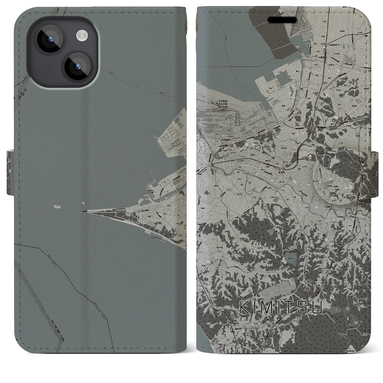 【君津(千葉県)】地図柄iPhoneケース(手帳タイプ)