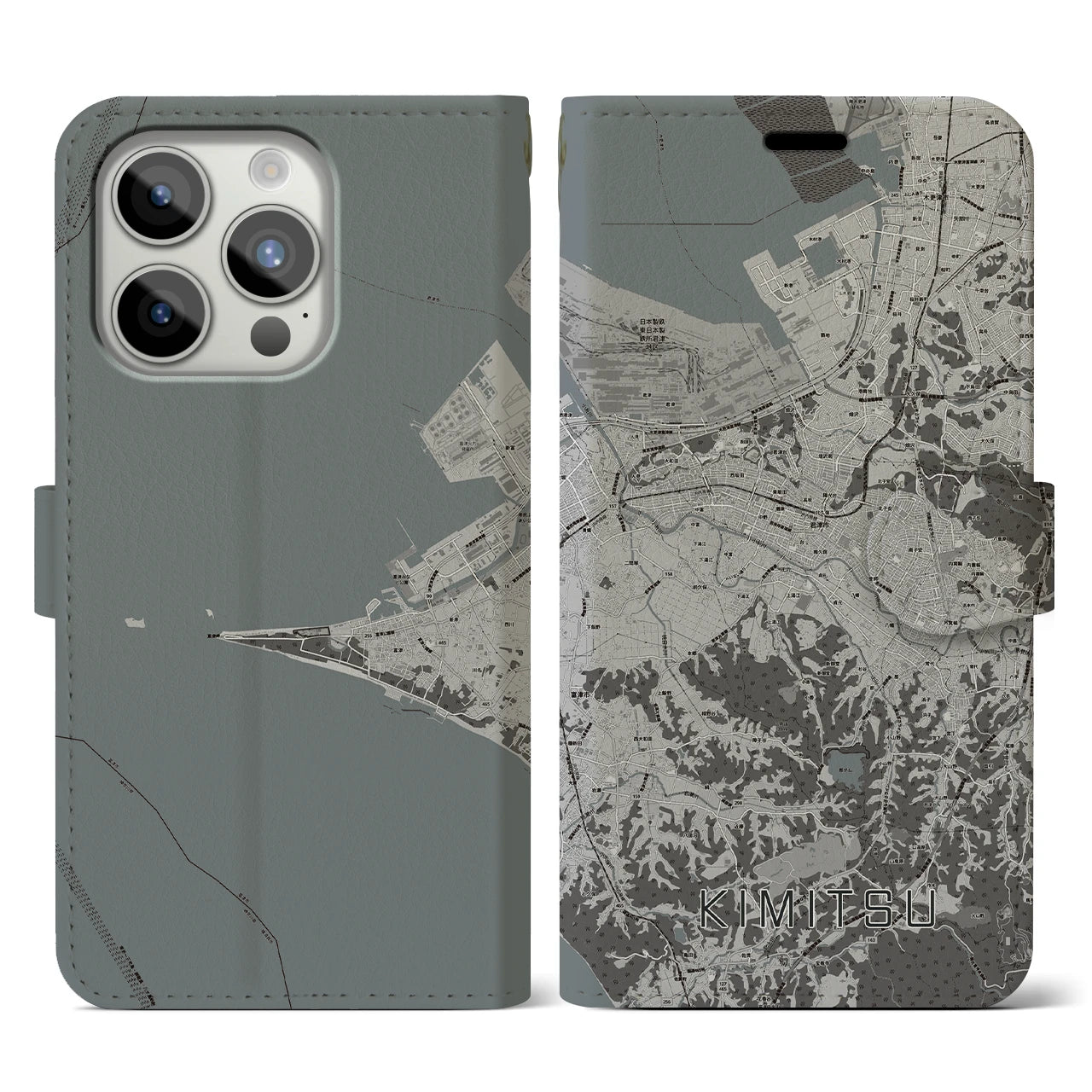 【君津(千葉県)】地図柄iPhoneケース(手帳タイプ)