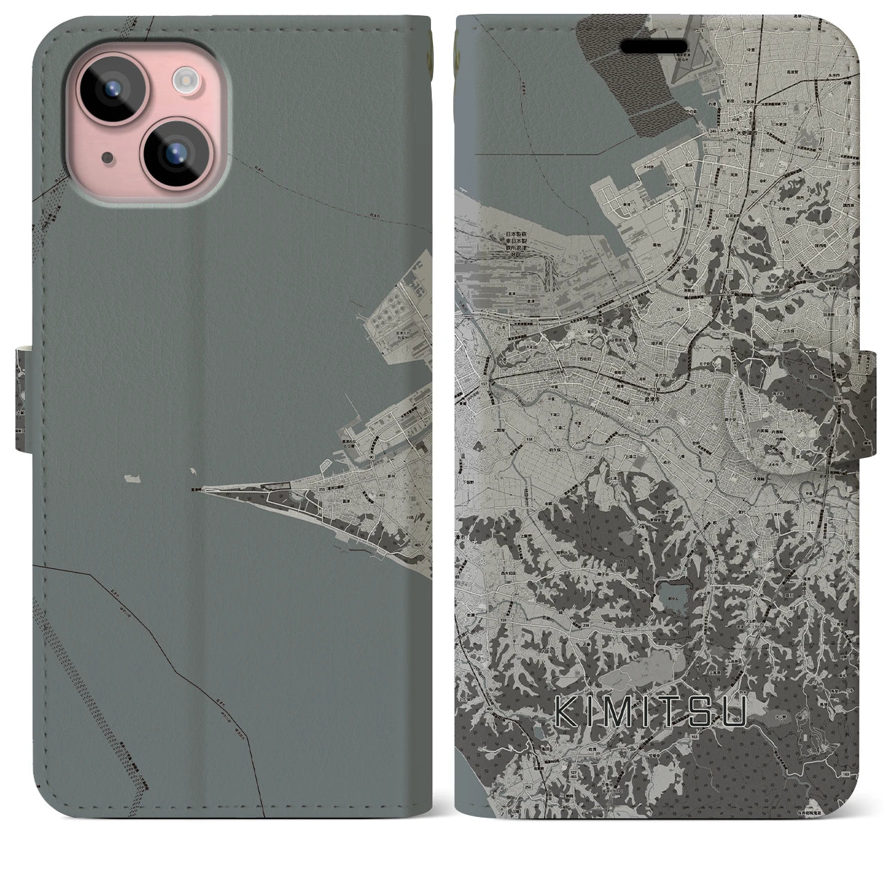 【君津(千葉県)】地図柄iPhoneケース(手帳タイプ)