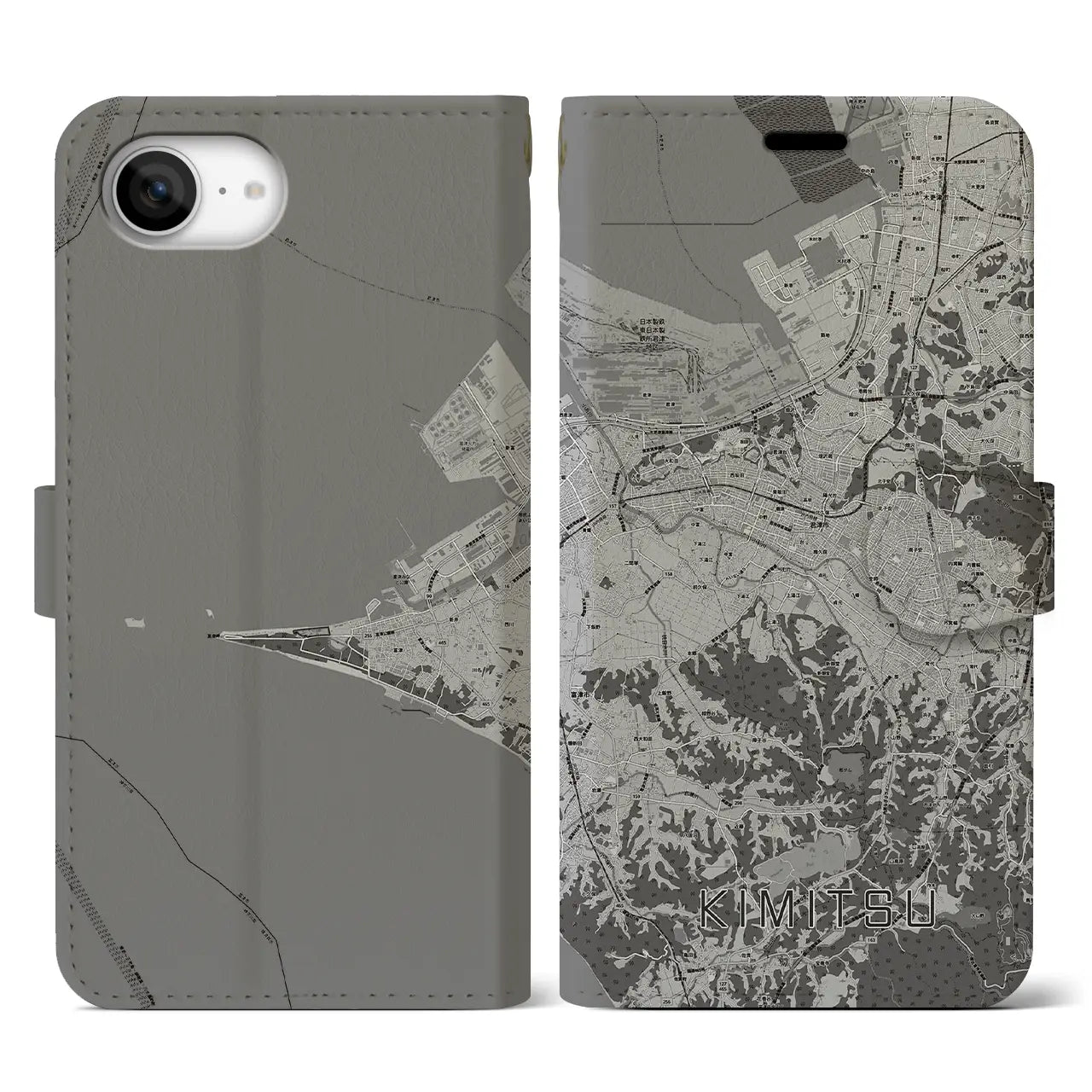 【君津(千葉県)】地図柄iPhoneケース(手帳タイプ)