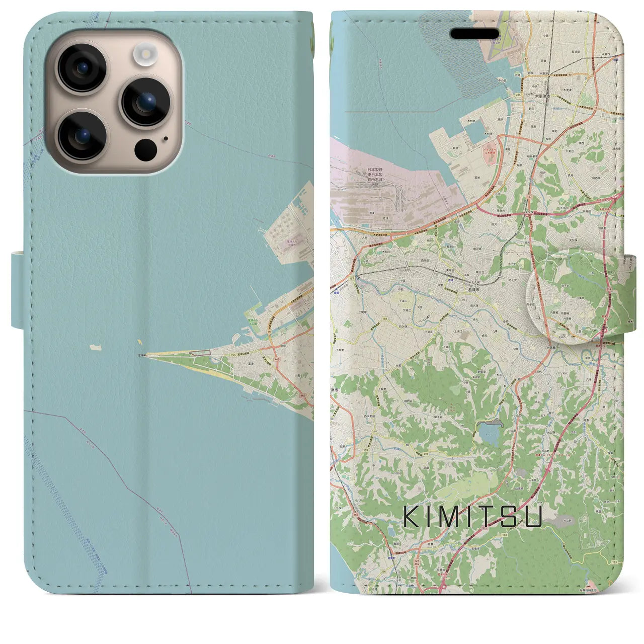 【君津(千葉県)】地図柄iPhoneケース(手帳タイプ)ナチュラル・iPhone 16 Plus 用