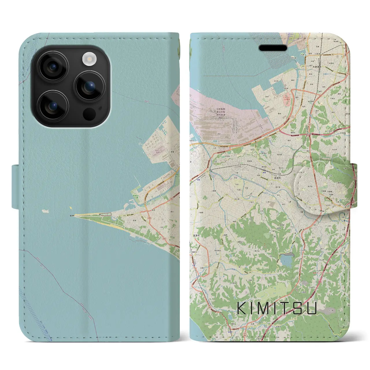 【君津(千葉県)】地図柄iPhoneケース(手帳タイプ)ナチュラル・iPhone 16 用
