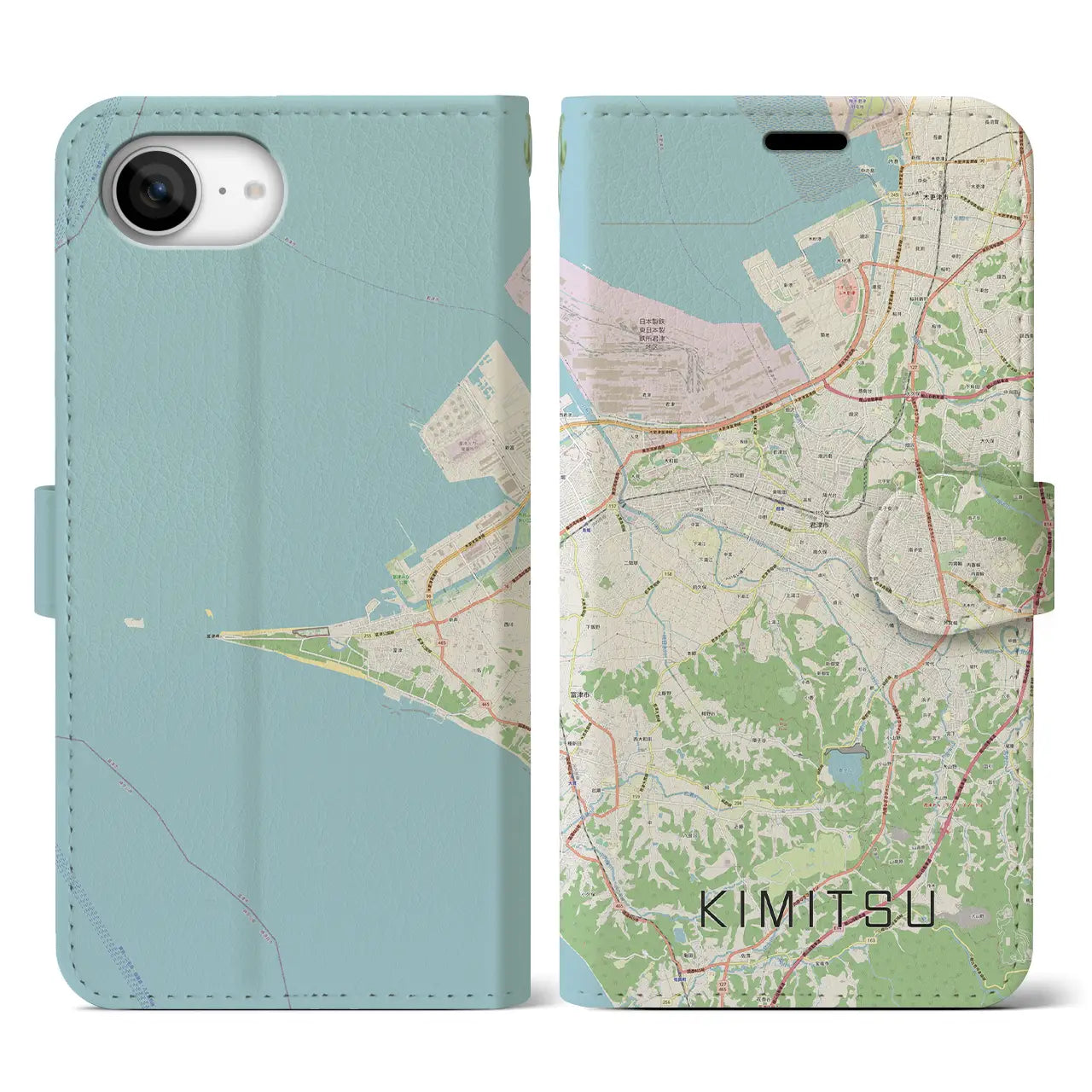 【君津(千葉県)】地図柄iPhoneケース(手帳タイプ)