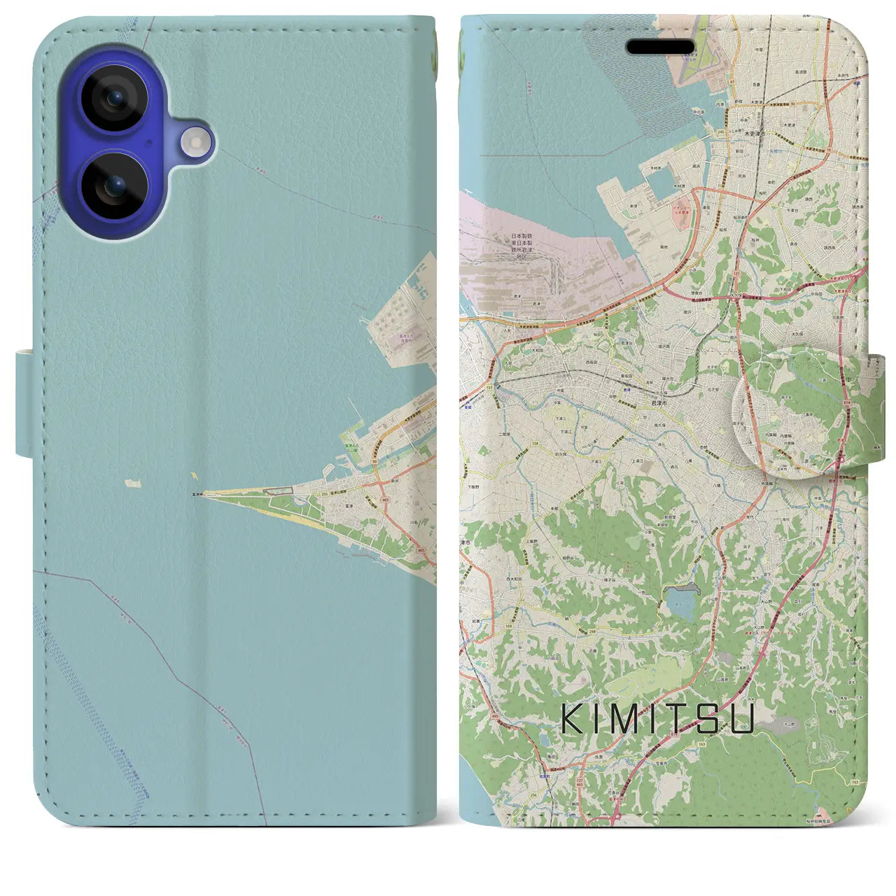 【君津(千葉県)】地図柄iPhoneケース(手帳タイプ)