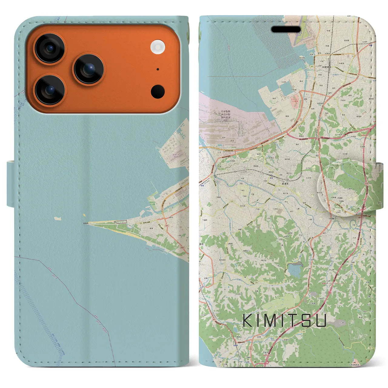 【君津(千葉県)】地図柄iPhoneケース(手帳タイプ)