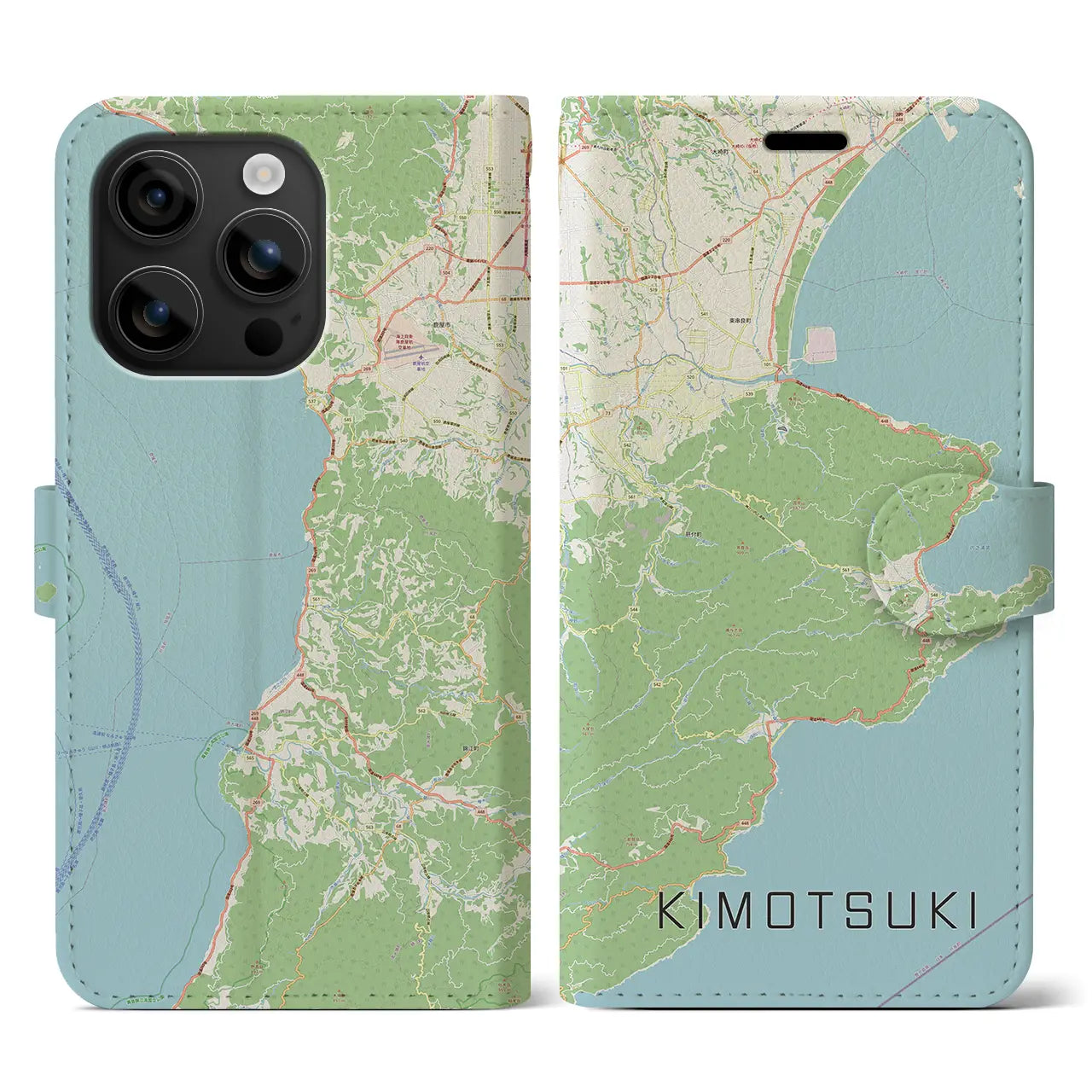 【肝付(鹿児島県)】地図柄iPhoneケース(手帳タイプ)ナチュラル・iPhone 16 用