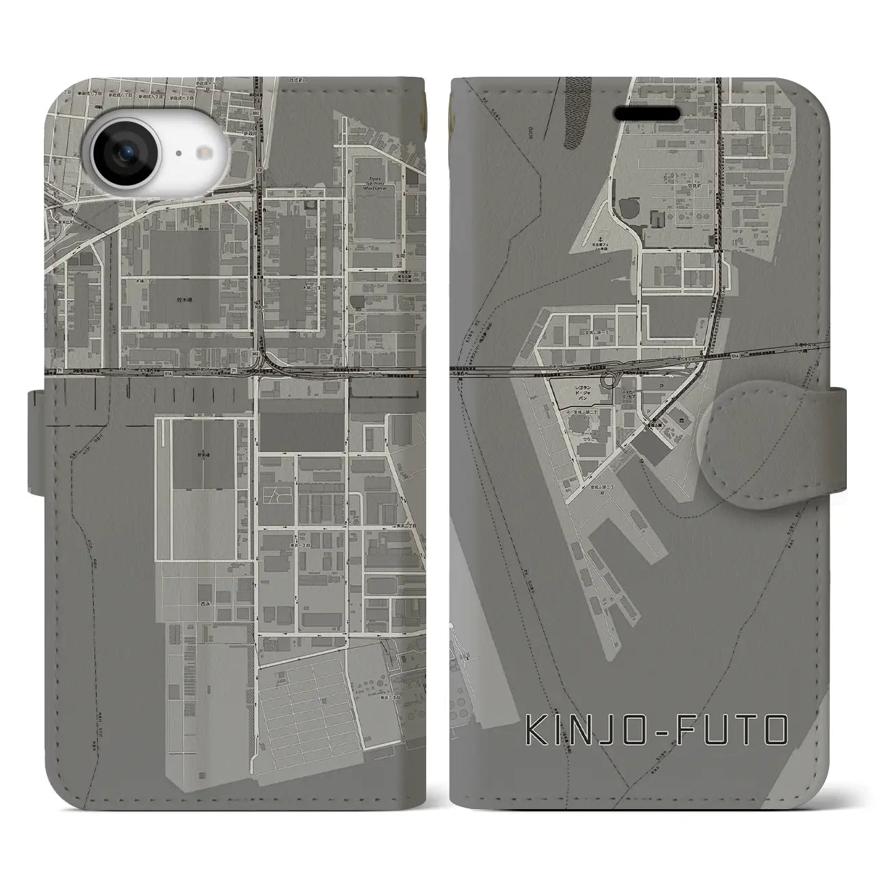 【金城ふ頭(愛知県)】地図柄iPhoneケース(手帳タイプ)