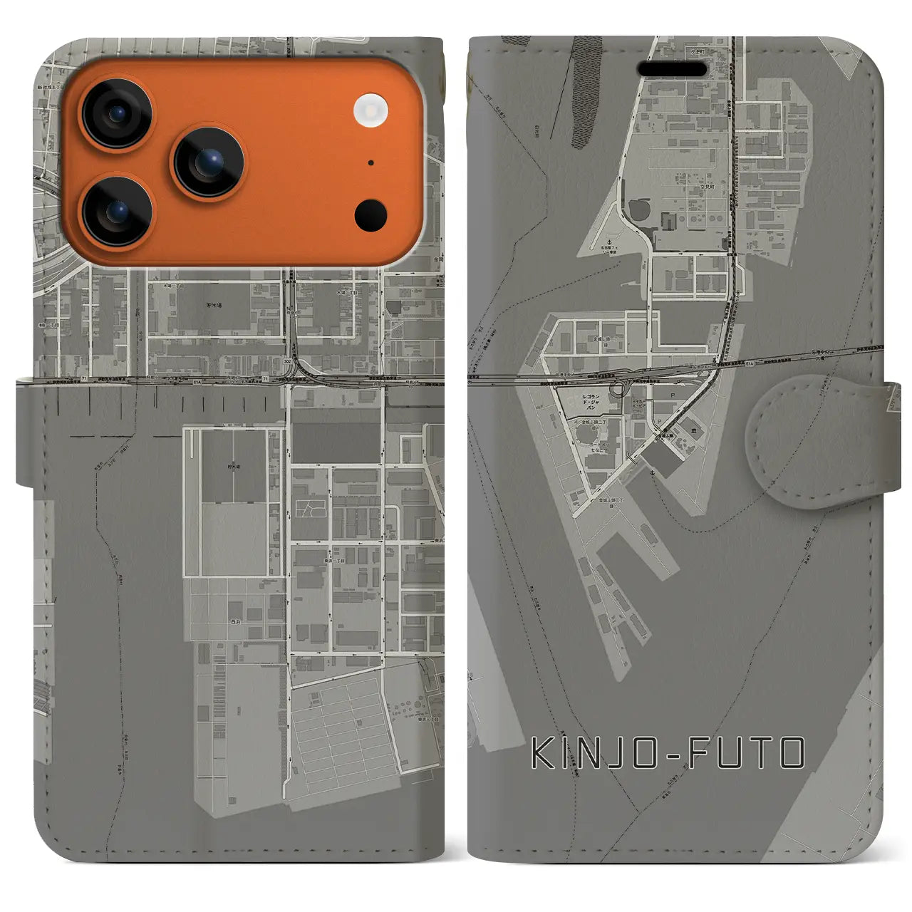 【金城ふ頭(愛知県)】地図柄iPhoneケース(手帳タイプ)