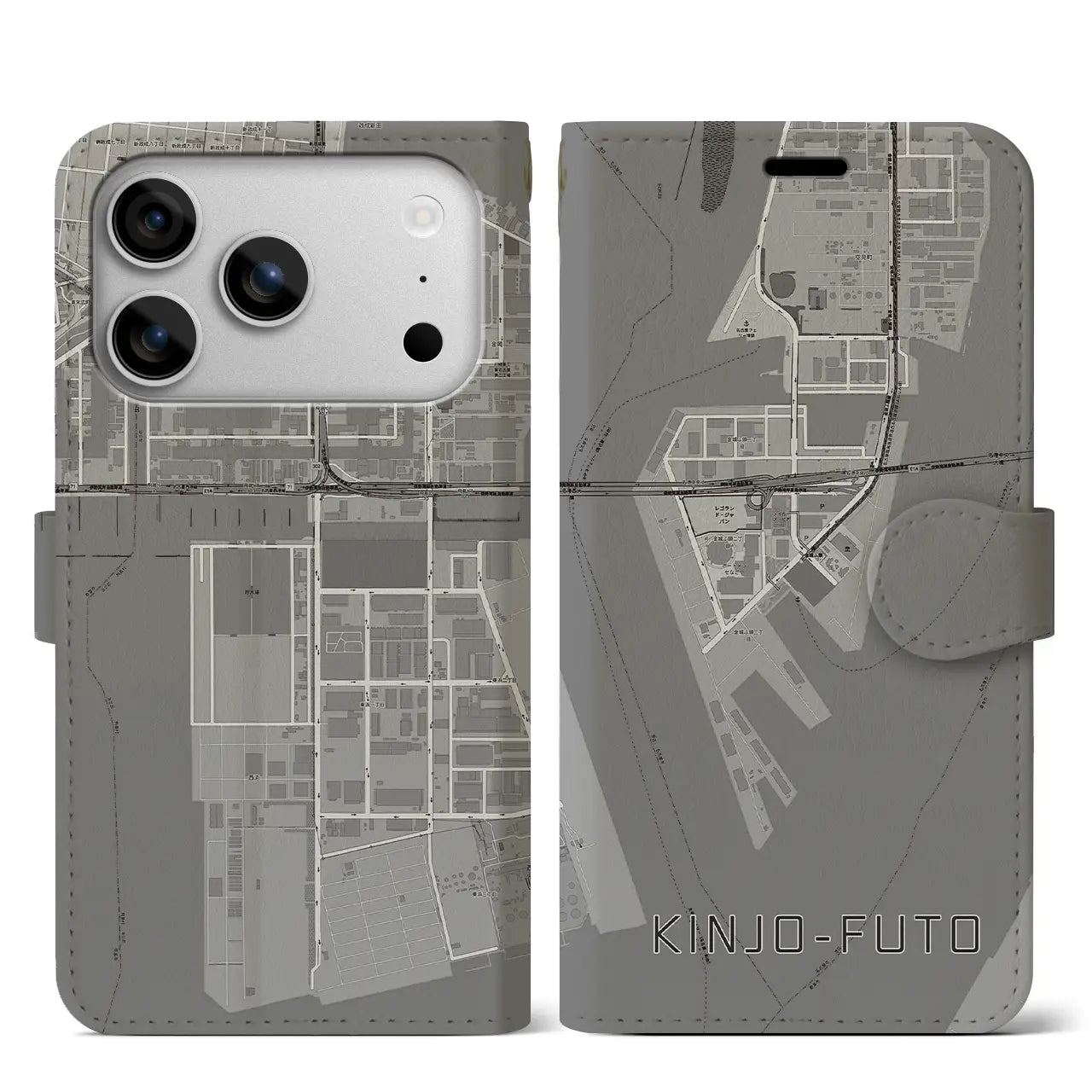 【金城ふ頭(愛知県)】地図柄iPhoneケース(手帳タイプ)