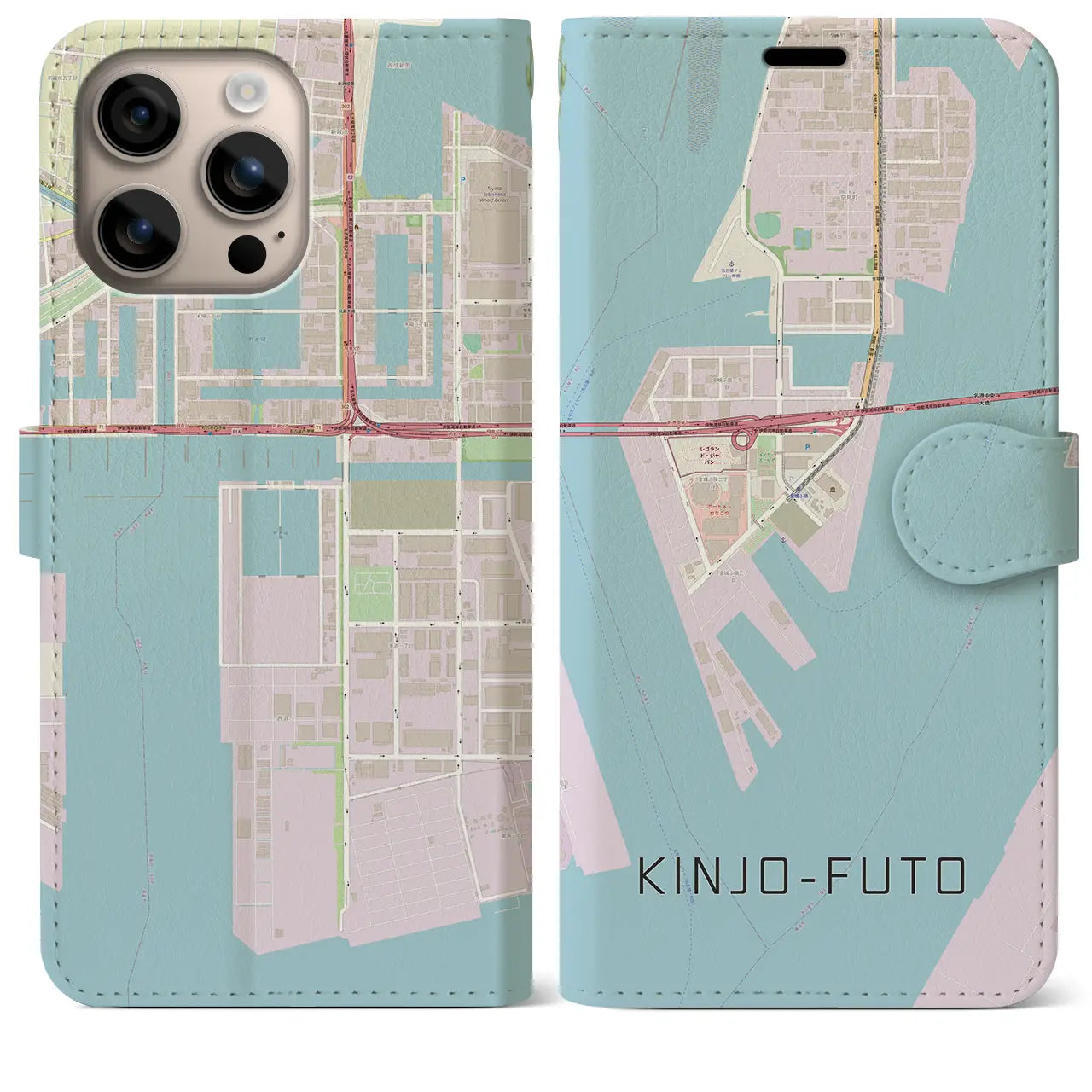 【金城ふ頭(愛知県)】地図柄iPhoneケース(手帳タイプ)