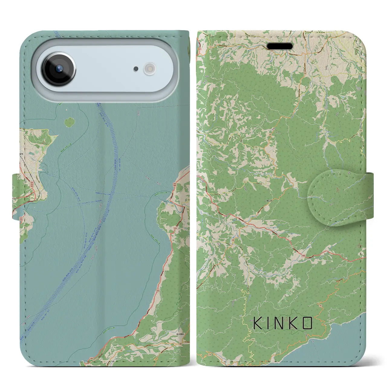 【錦江(鹿児島県)】地図柄iPhoneケース(手帳タイプ)ナチュラル・iPhone 17 Pro Max 用