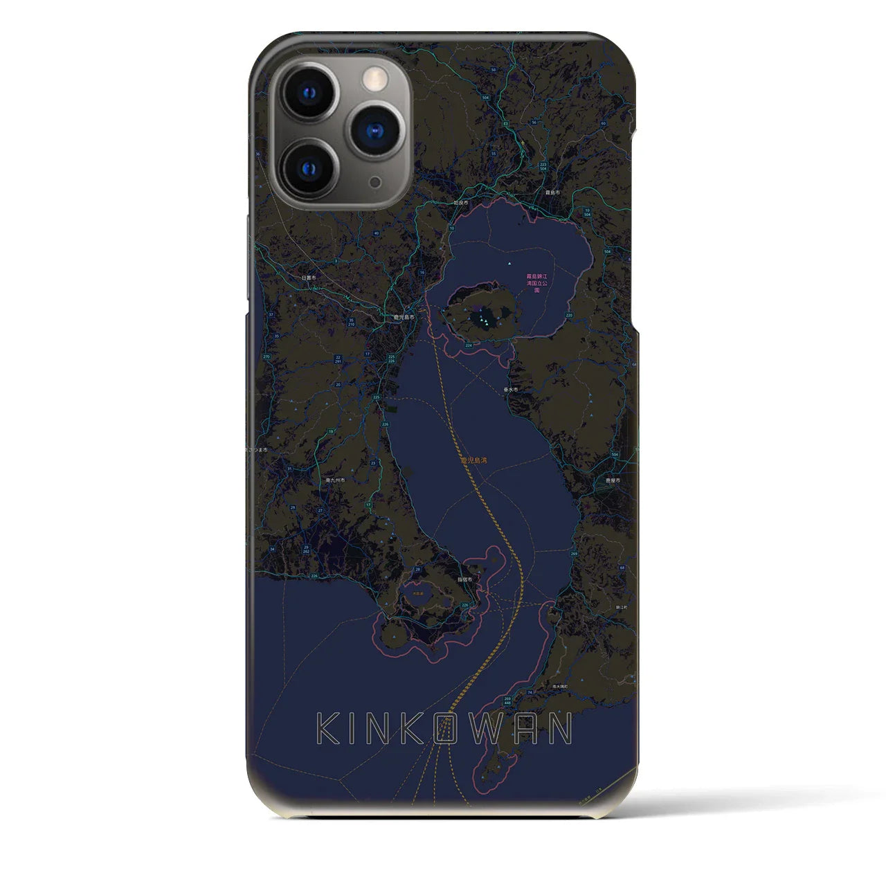 【錦江湾(鹿児島県)】地図柄iPhoneケース(バックカバータイプ)