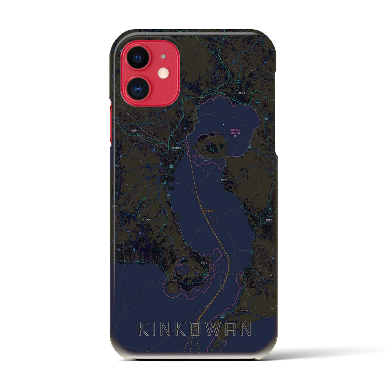 【錦江湾(鹿児島県)】地図柄iPhoneケース(バックカバータイプ)