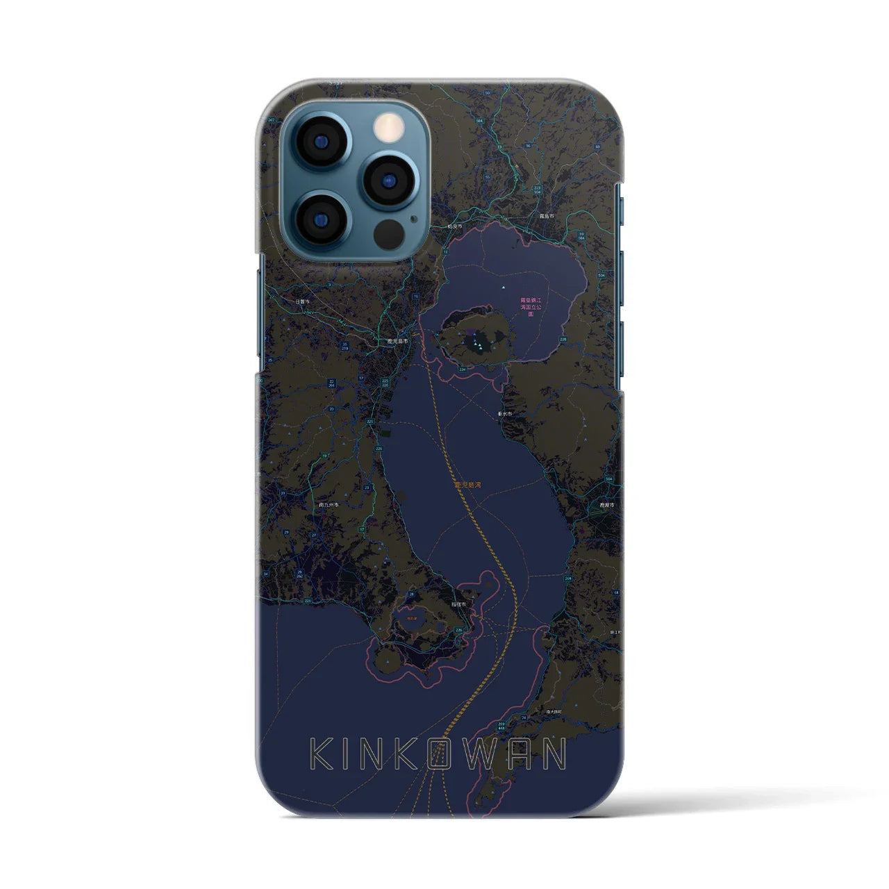 【錦江湾(鹿児島県)】地図柄iPhoneケース(バックカバータイプ)