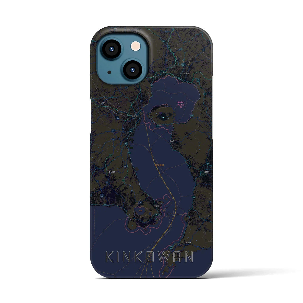 【錦江湾(鹿児島県)】地図柄iPhoneケース(バックカバータイプ)