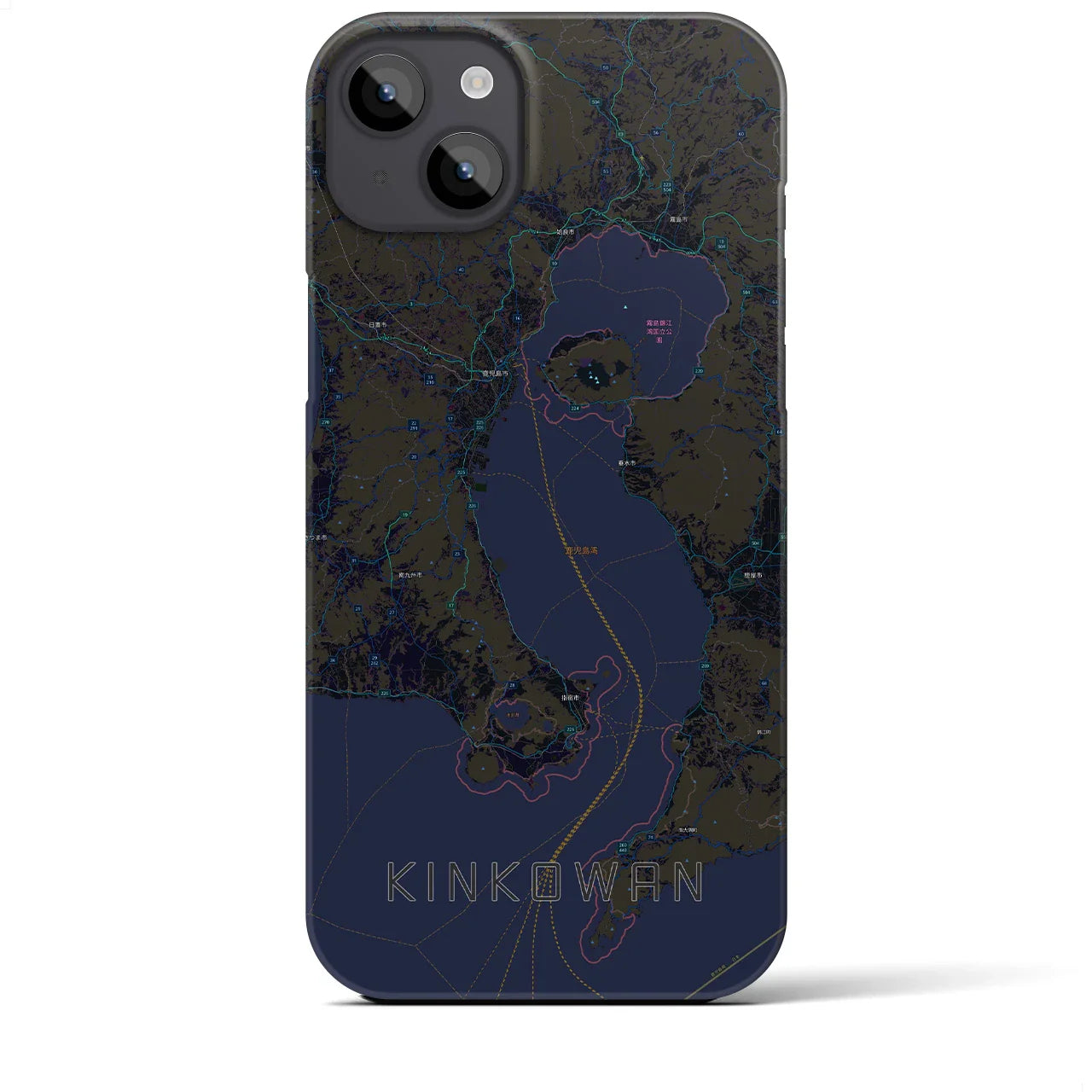 【錦江湾(鹿児島県)】地図柄iPhoneケース(バックカバータイプ)