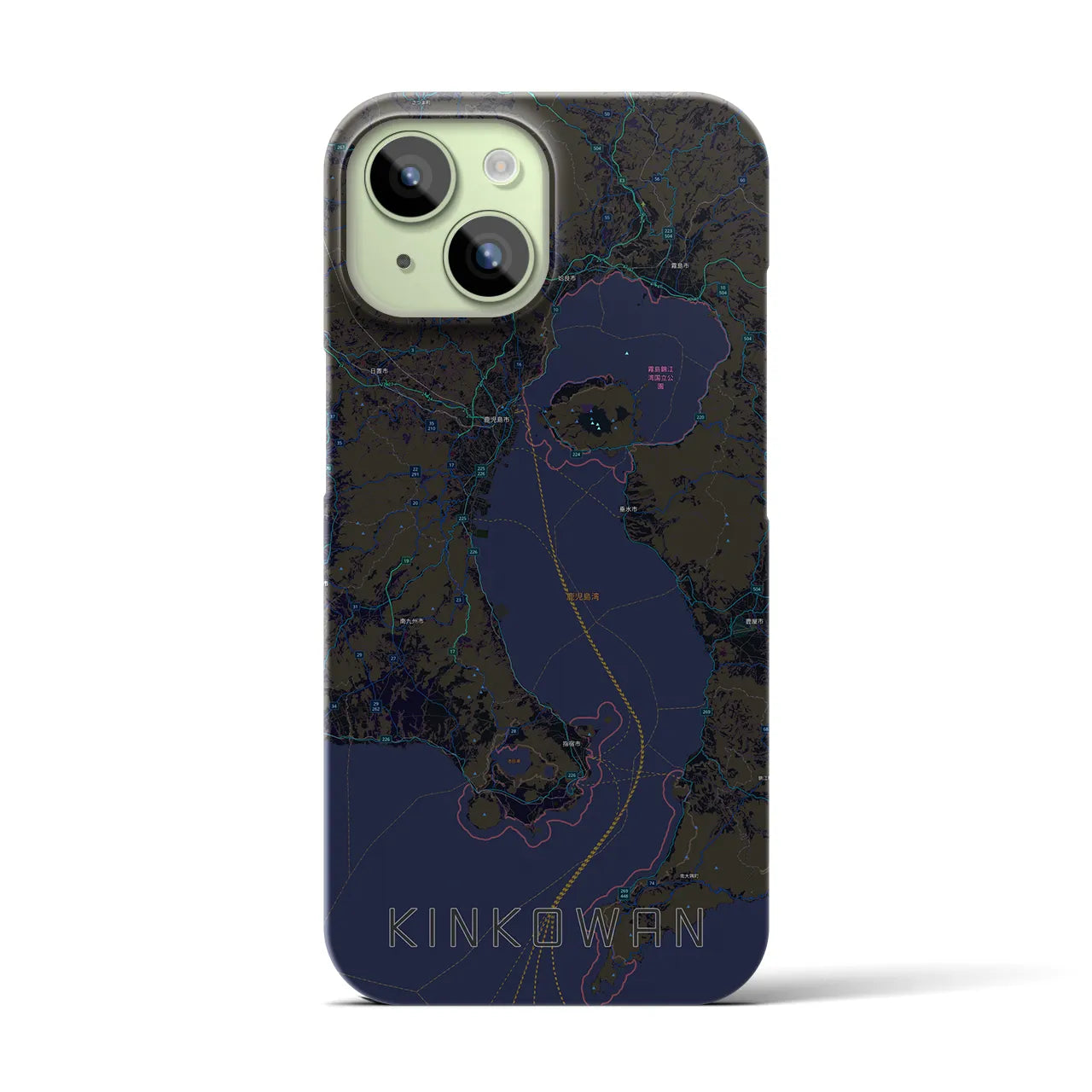 【錦江湾(鹿児島県)】地図柄iPhoneケース(バックカバータイプ)