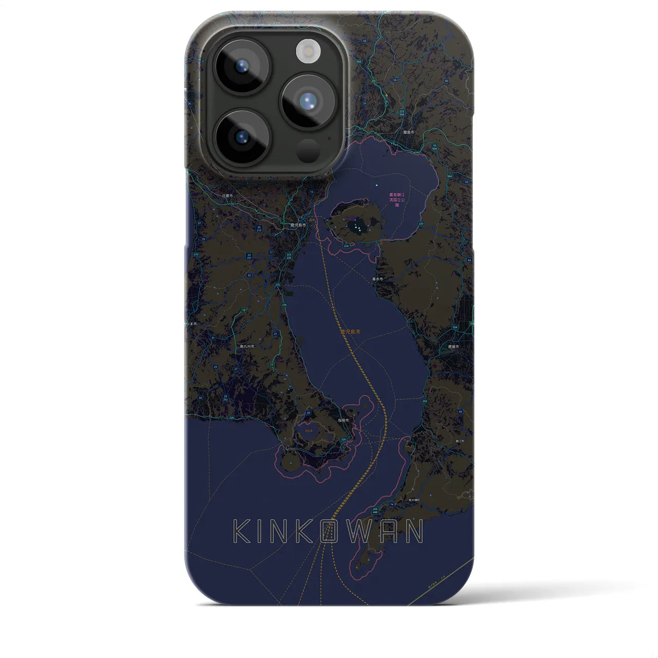 【錦江湾(鹿児島県)】地図柄iPhoneケース(バックカバータイプ)
