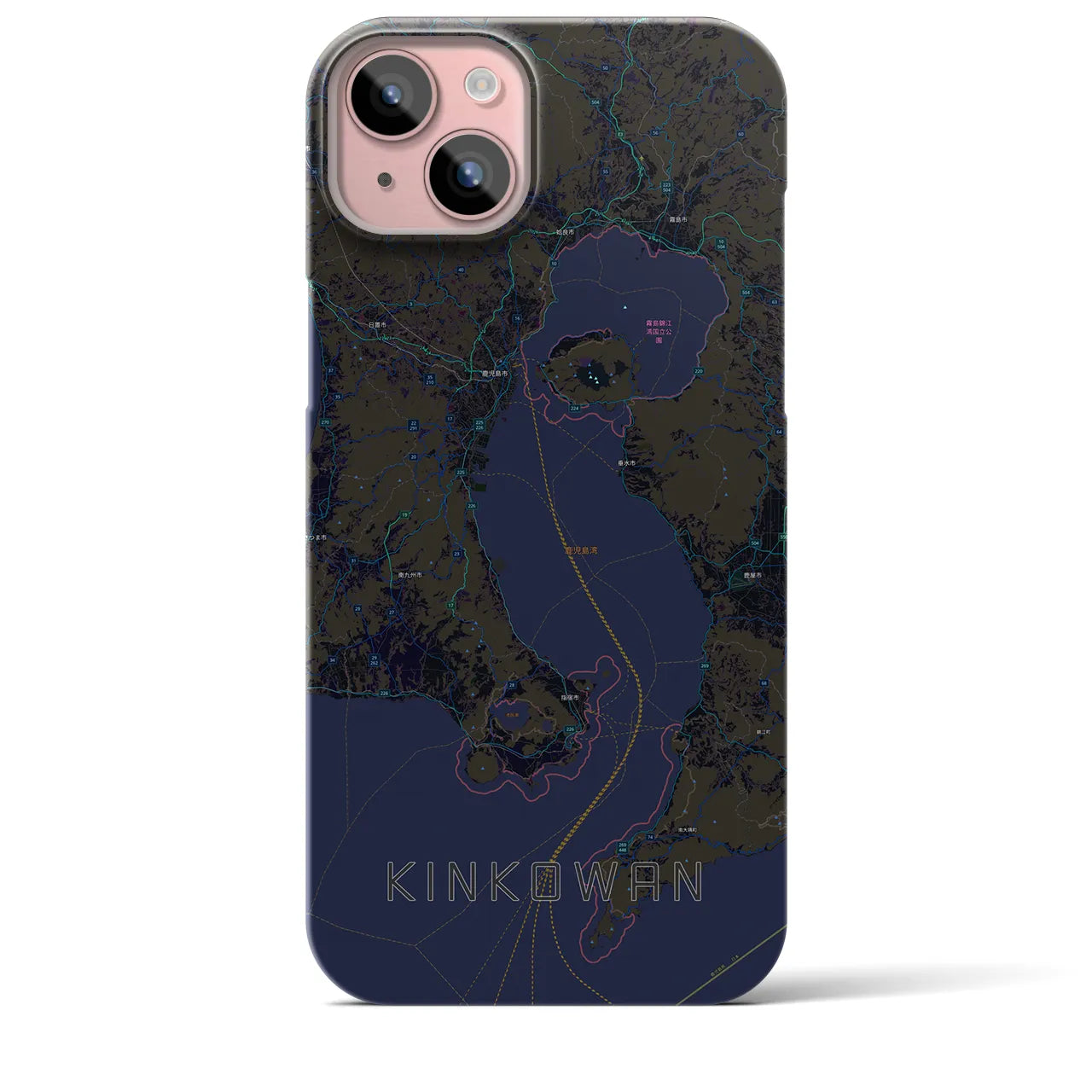 【錦江湾(鹿児島県)】地図柄iPhoneケース(バックカバータイプ)