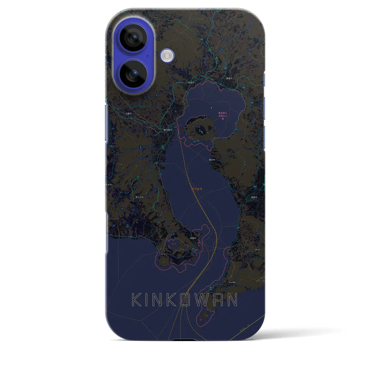 【錦江湾(鹿児島県)】地図柄iPhoneケース(バックカバータイプ)