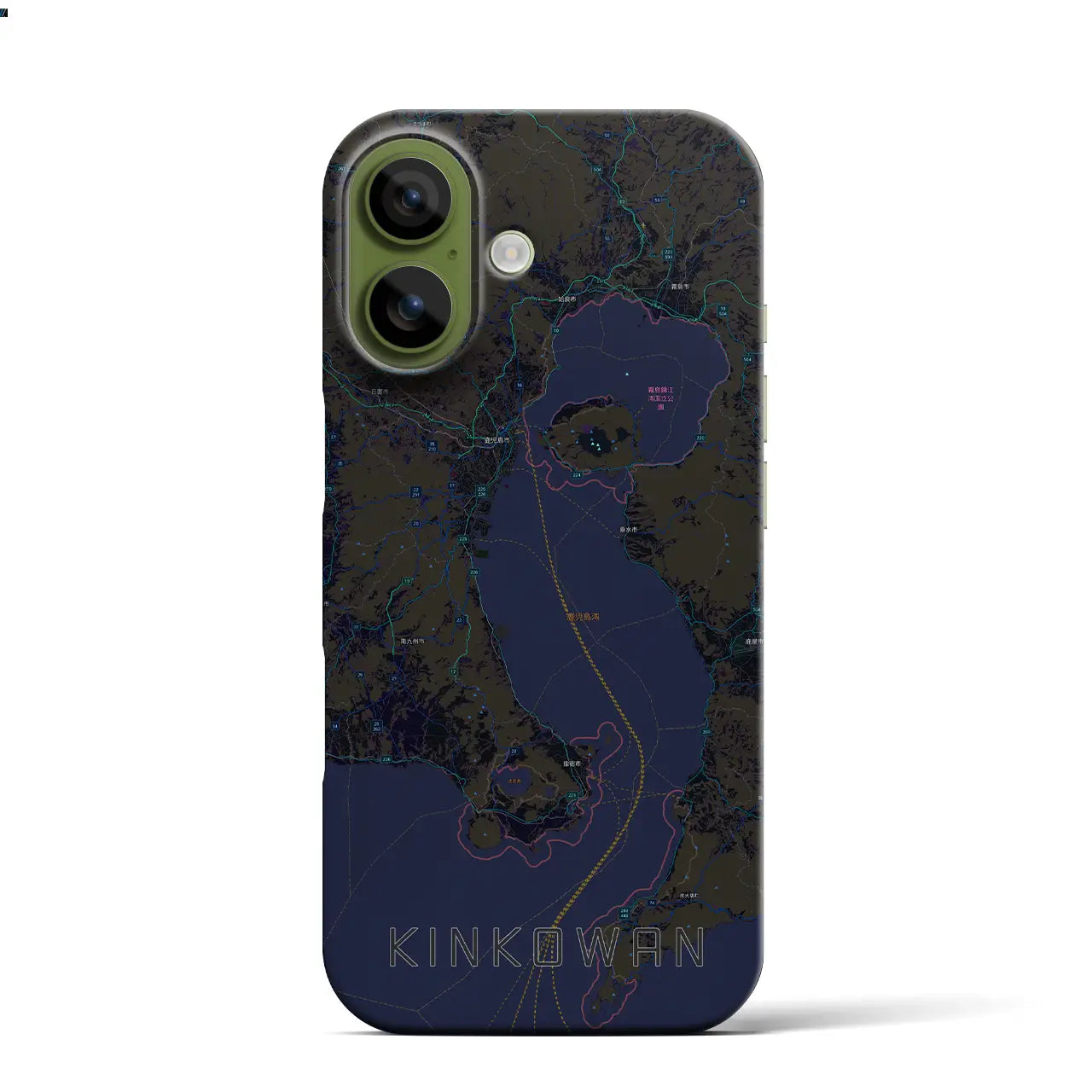 【錦江湾(鹿児島県)】地図柄iPhoneケース(バックカバータイプ)