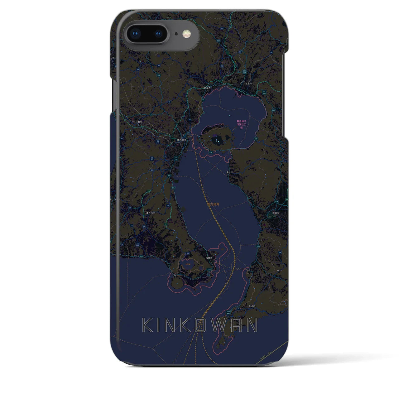 【錦江湾(鹿児島県)】地図柄iPhoneケース(バックカバータイプ)