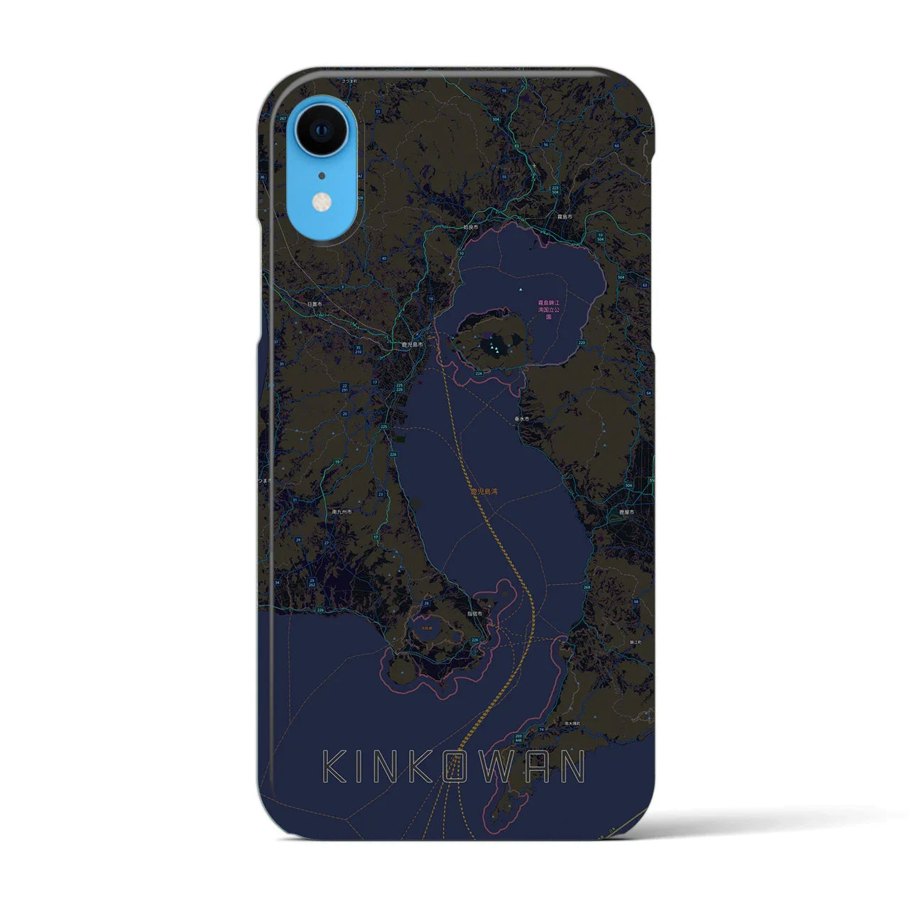 【錦江湾(鹿児島県)】地図柄iPhoneケース(バックカバータイプ)