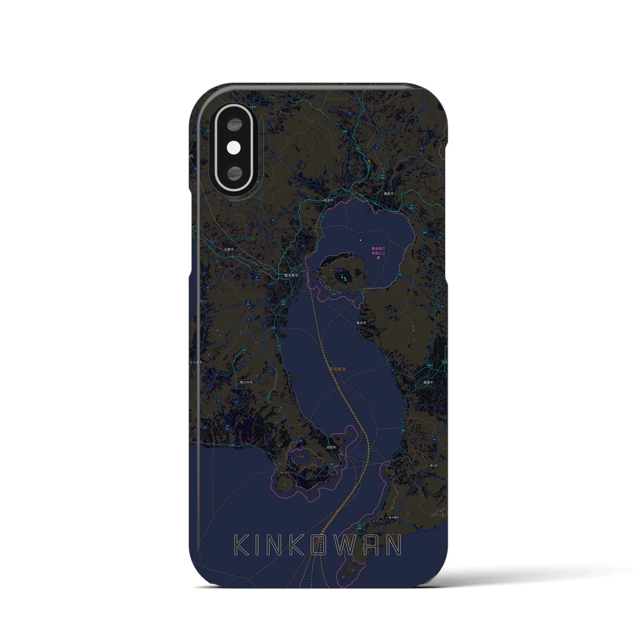 【錦江湾(鹿児島県)】地図柄iPhoneケース(バックカバータイプ)