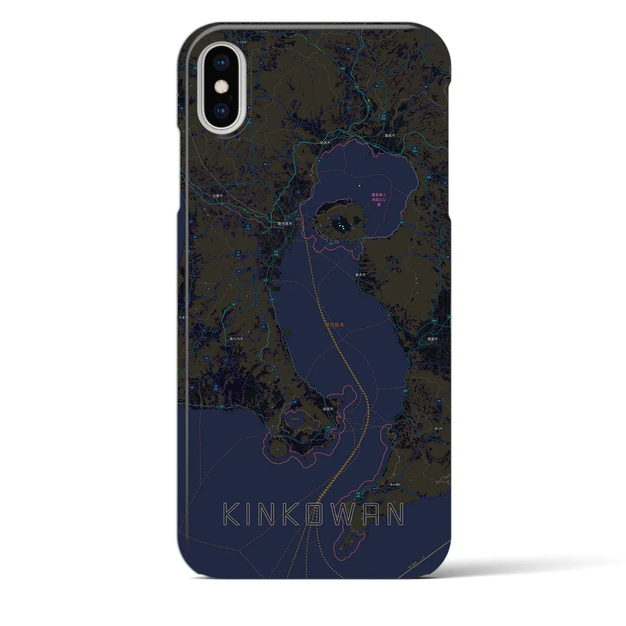 【錦江湾(鹿児島県)】地図柄iPhoneケース(バックカバータイプ)